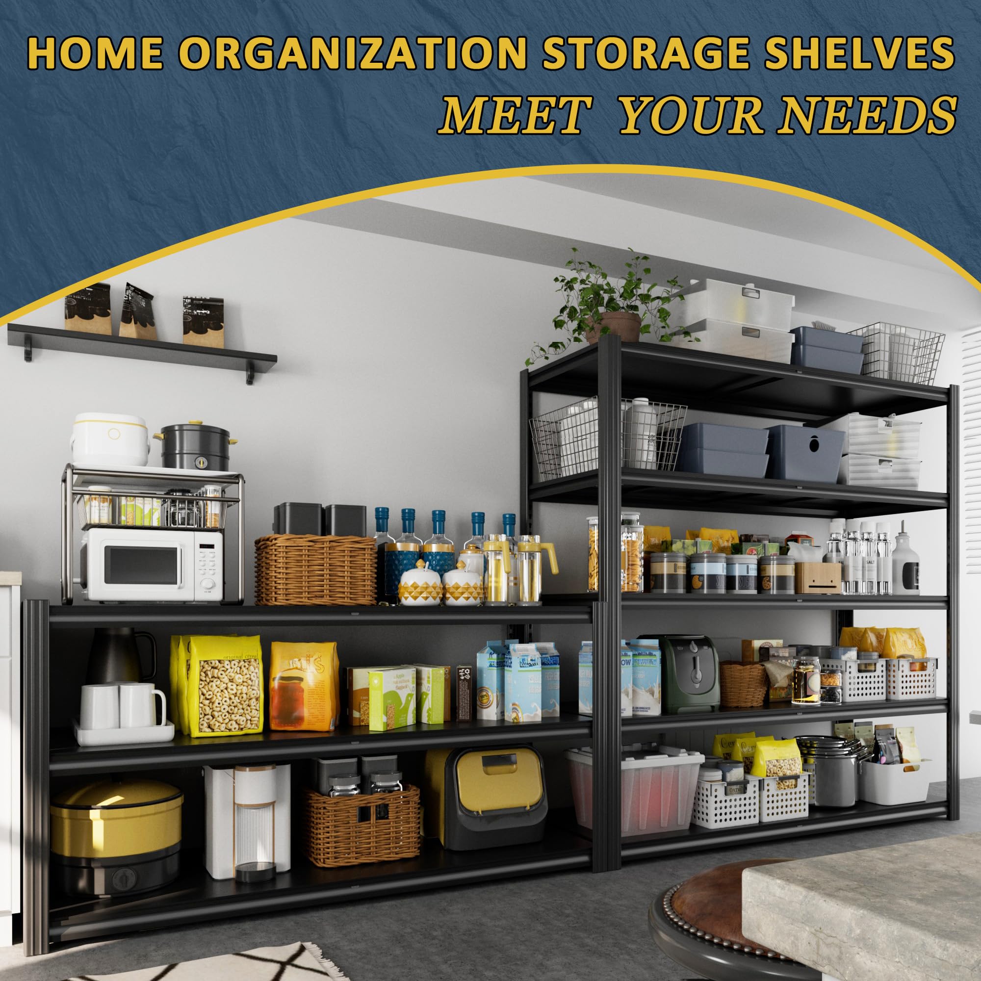 48" W Garage Shelving Heavy Duty 5 Tier Storage Shelf 3030LBS