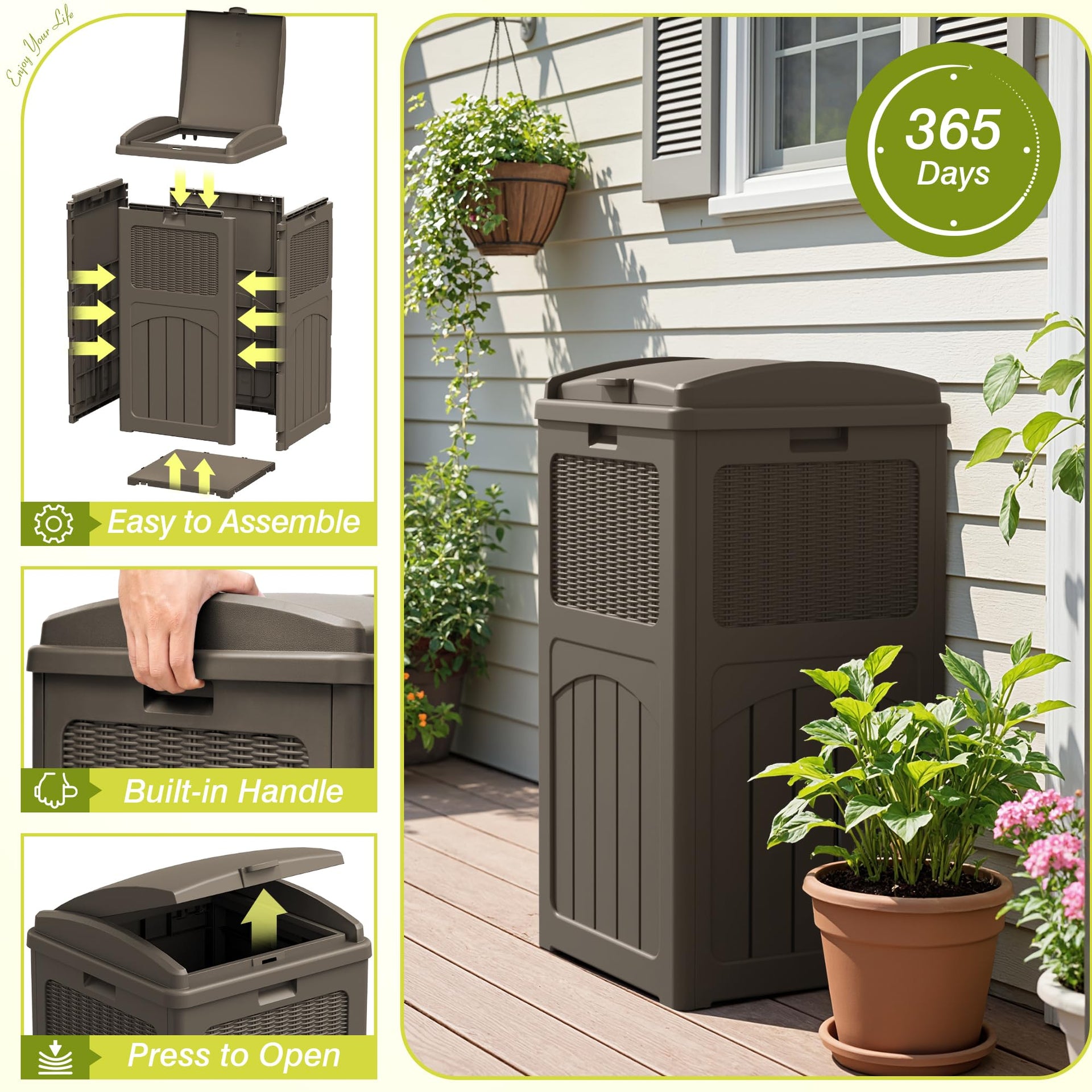 33 Gallon Outdoor Trash Can with Lid