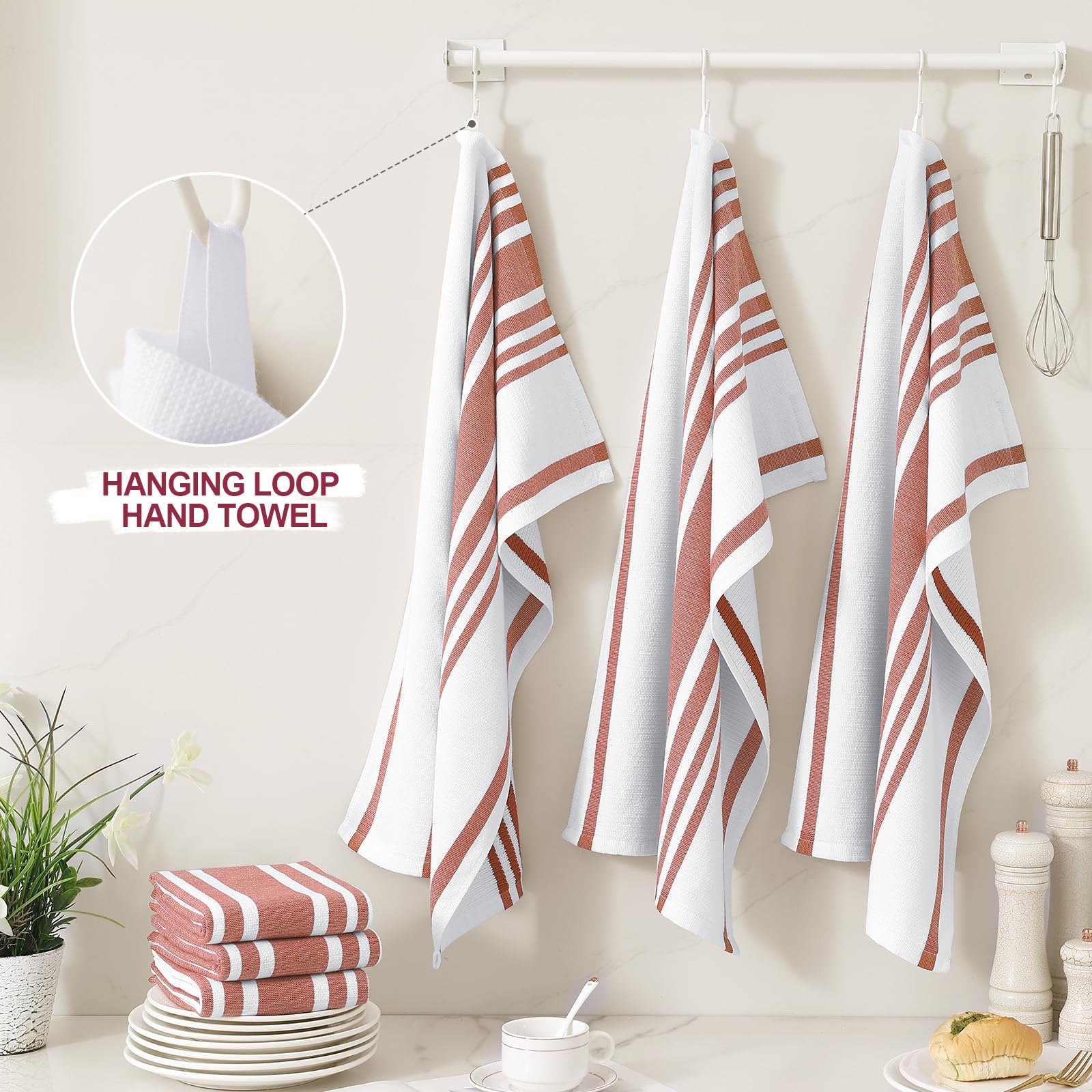 Premium Cotton Stripe Kitchen Towels 3 Pack (3 Count)