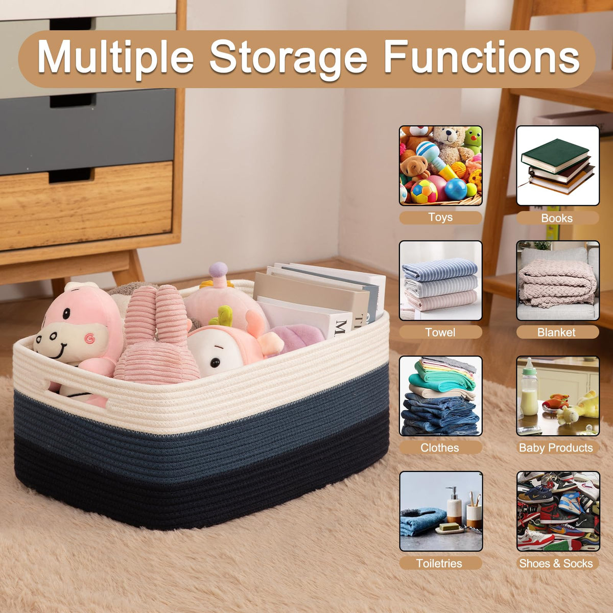 Large Storage Basket for Organizing (2 Count)