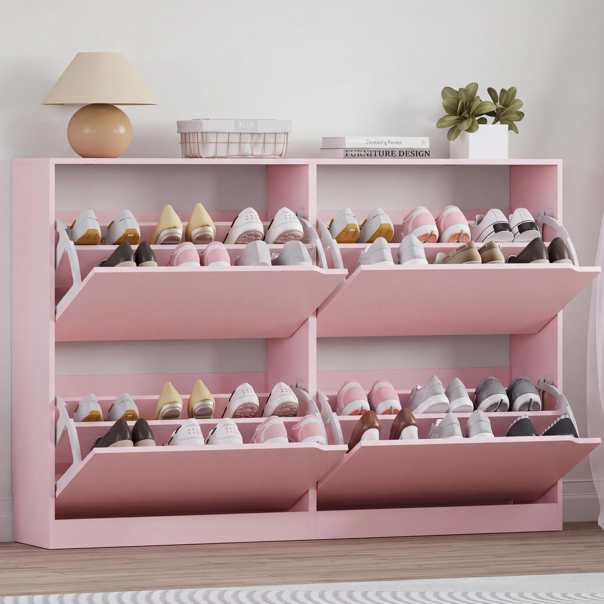 Shoe Cabinet with 4 Flip Drawers