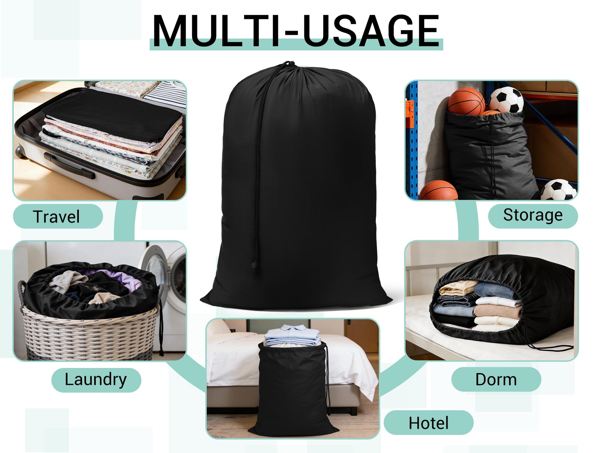 Bulk Travel Laundry Bag (6 Count)