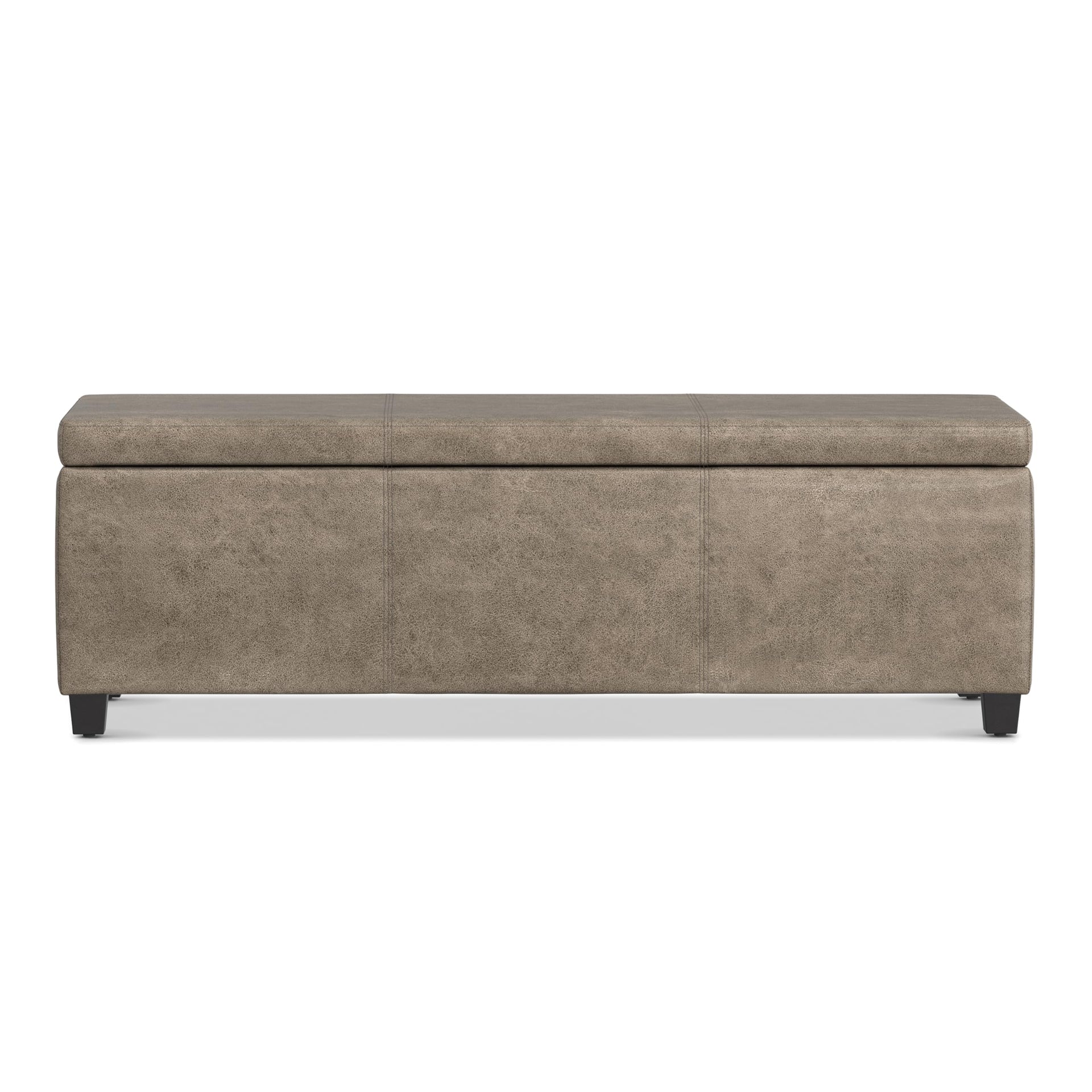 Avalon 48" Wide Vegan Leather Storage Ottoman in Grey Brown