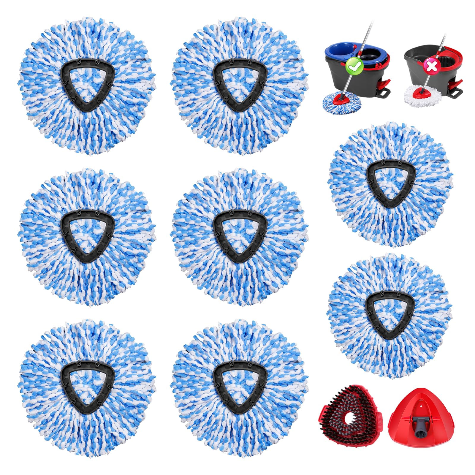 8 Pack Spin Mop Replacement Heads for OCedar RinseClean 2 (10 Count)