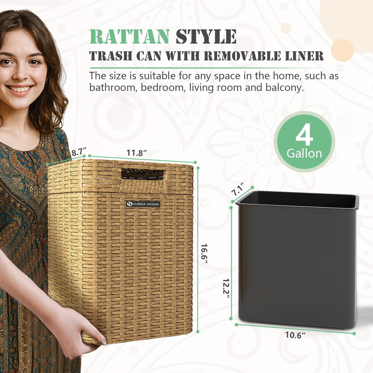 Ypati Rattan Trash Can with Lid