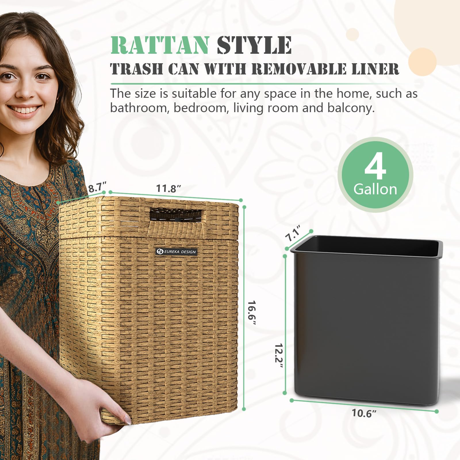 Ypati Rattan Trash Can with Lid