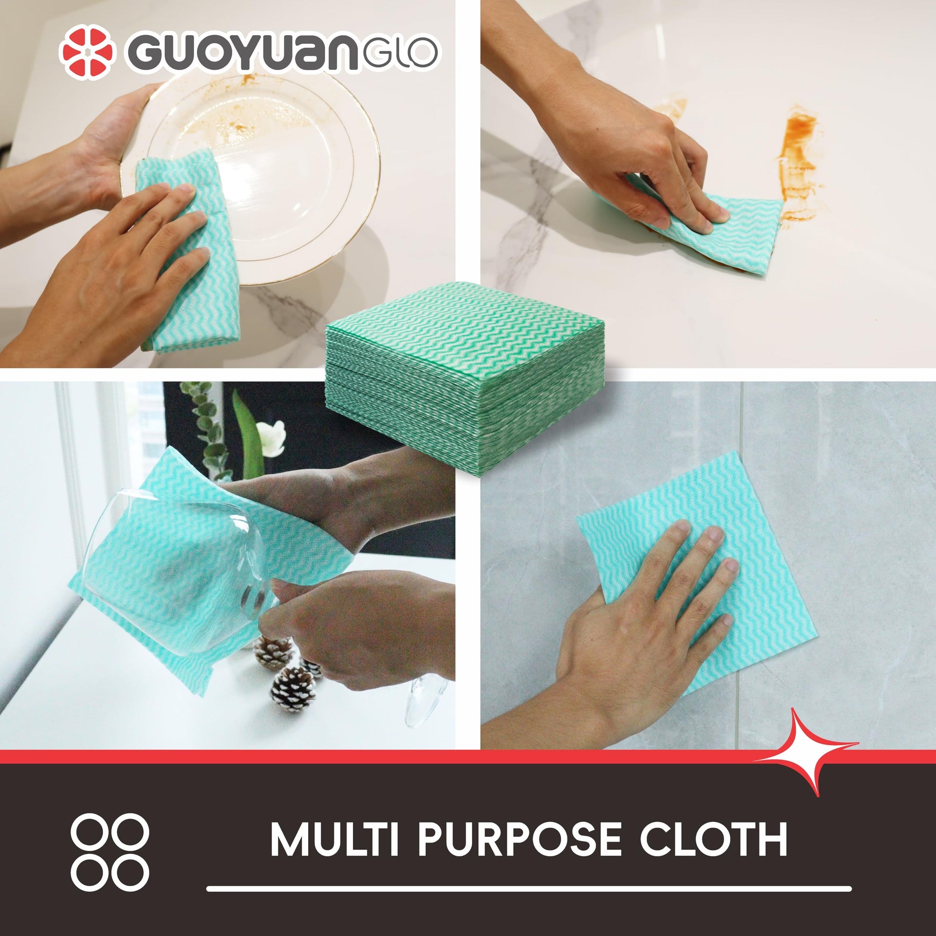 Disposable Cleaning Cloths Reusable Dsih Cloths for Kitchen Disposable Dish Rag Dry Fast 11.8x11.8 inch Pack of 100 (100 Count)