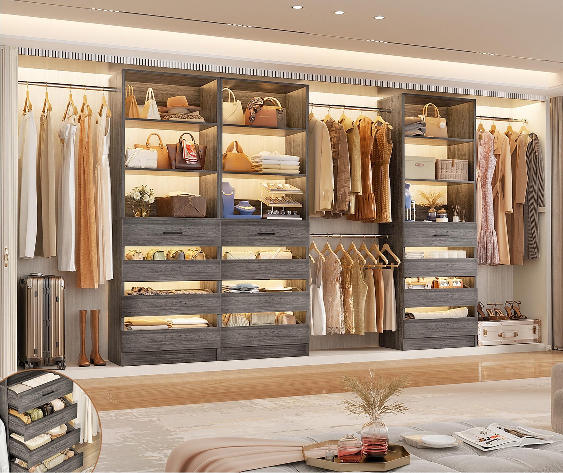 Closet System with 12 Drawers