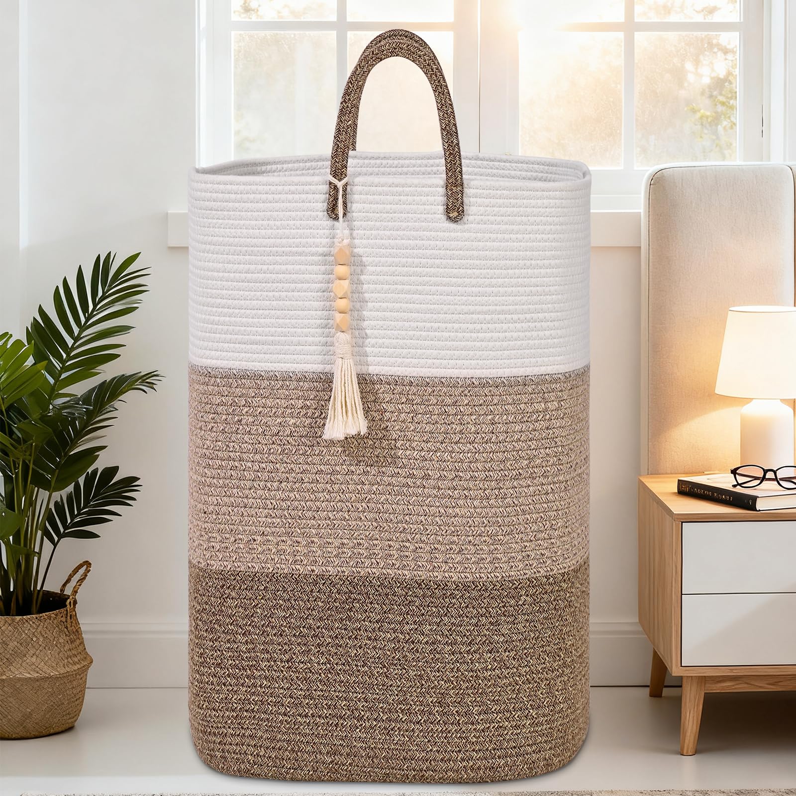 Woven Laundry Basket for Clothes (33.814 Fl Oz)