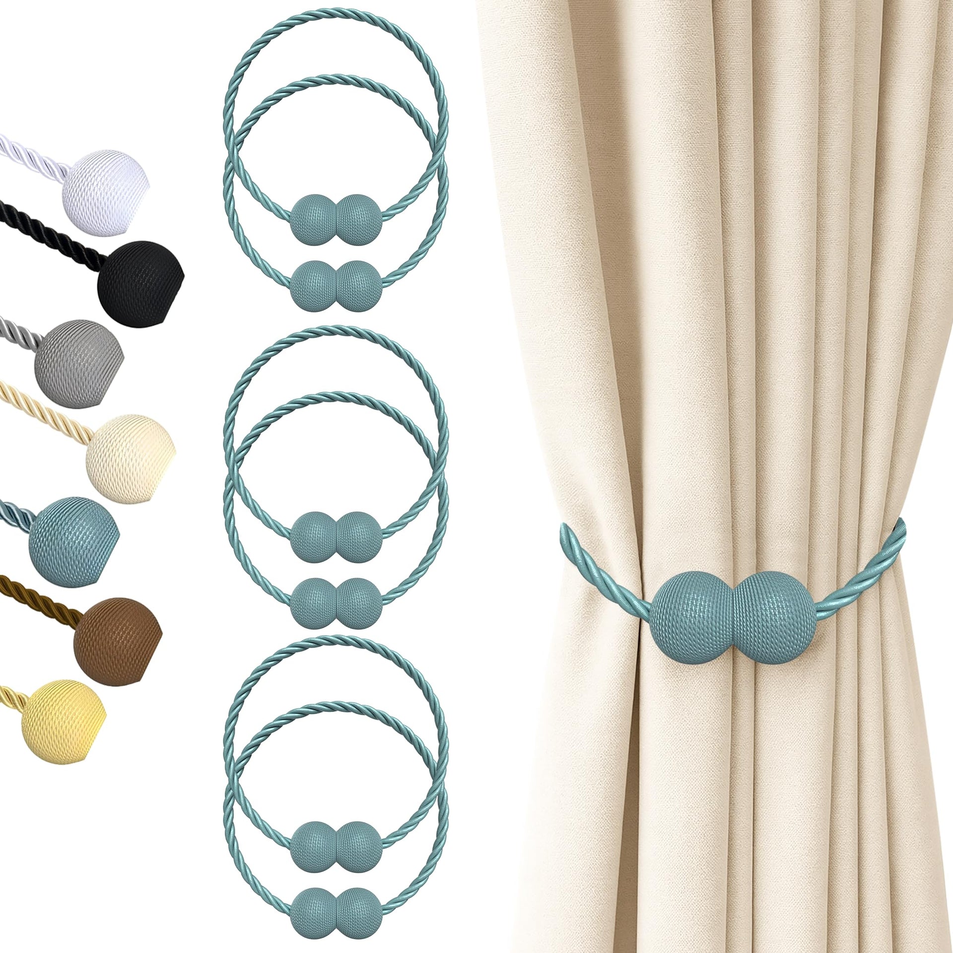 Magnetic Curtain Tiebacks Blue 6pcs (6 Count)