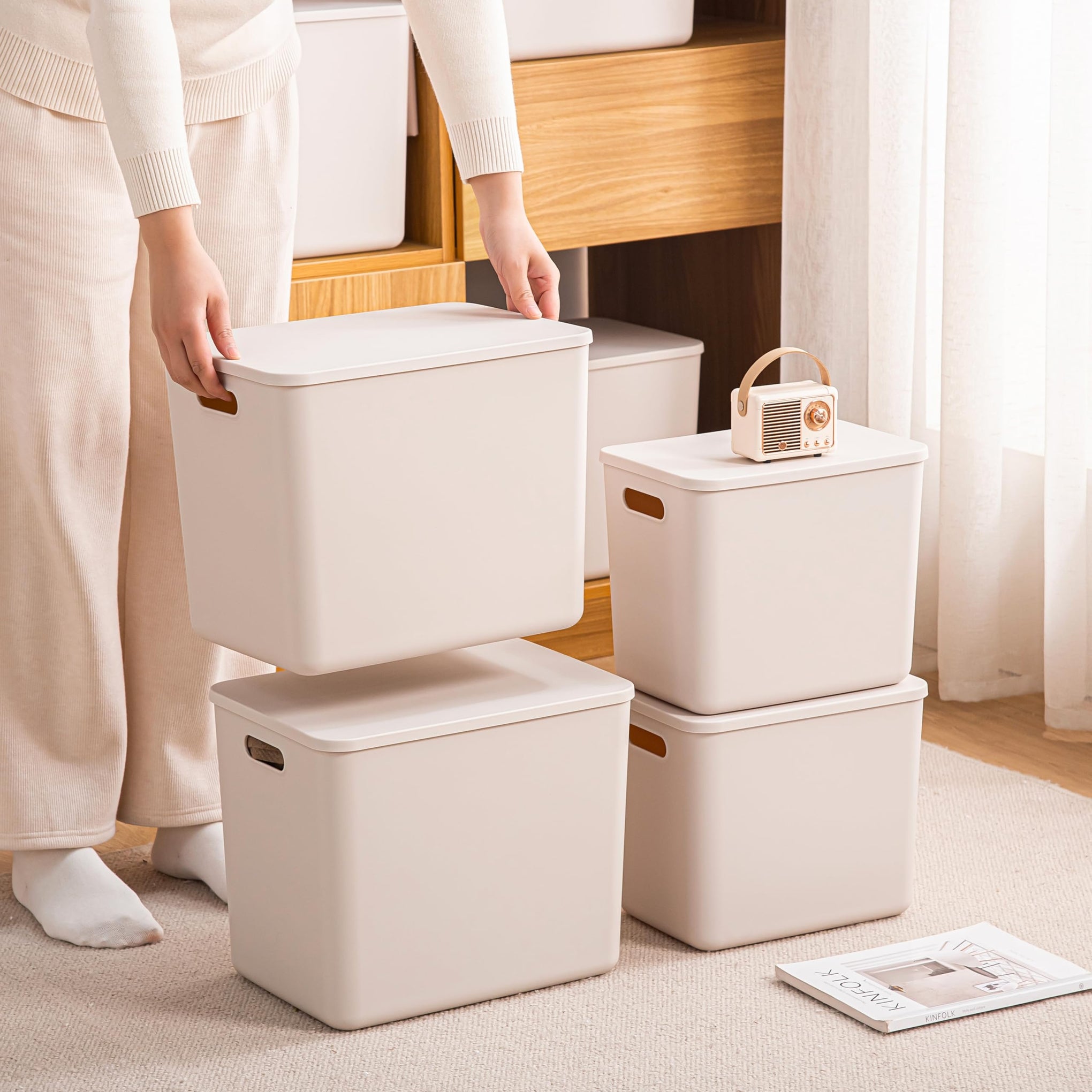 Plastic Storage Bins with lids (7 Count)