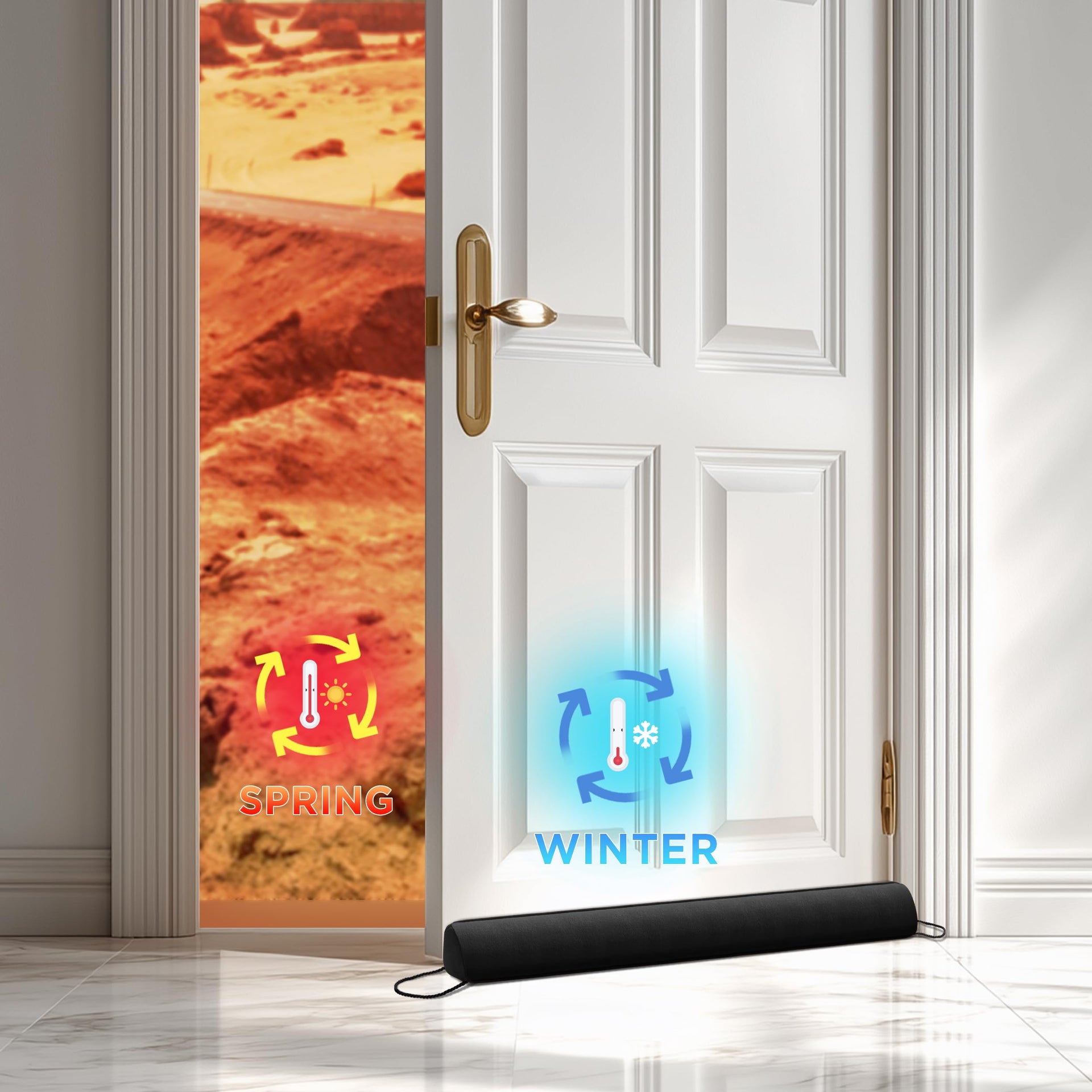Door Draft Stopper with Removable Washable Cover