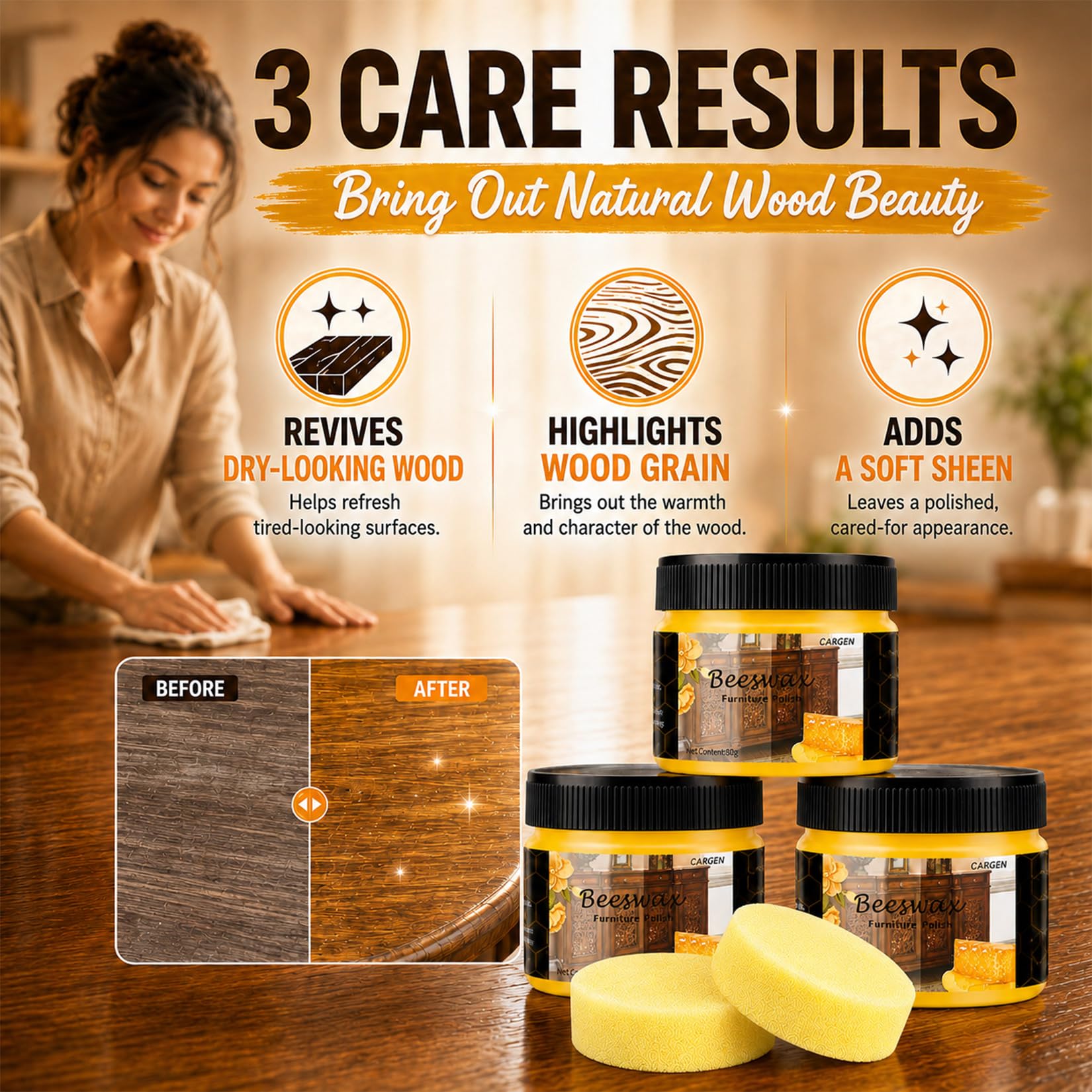 3PCS Beeswax Wood Polish (8.46 Ounce)