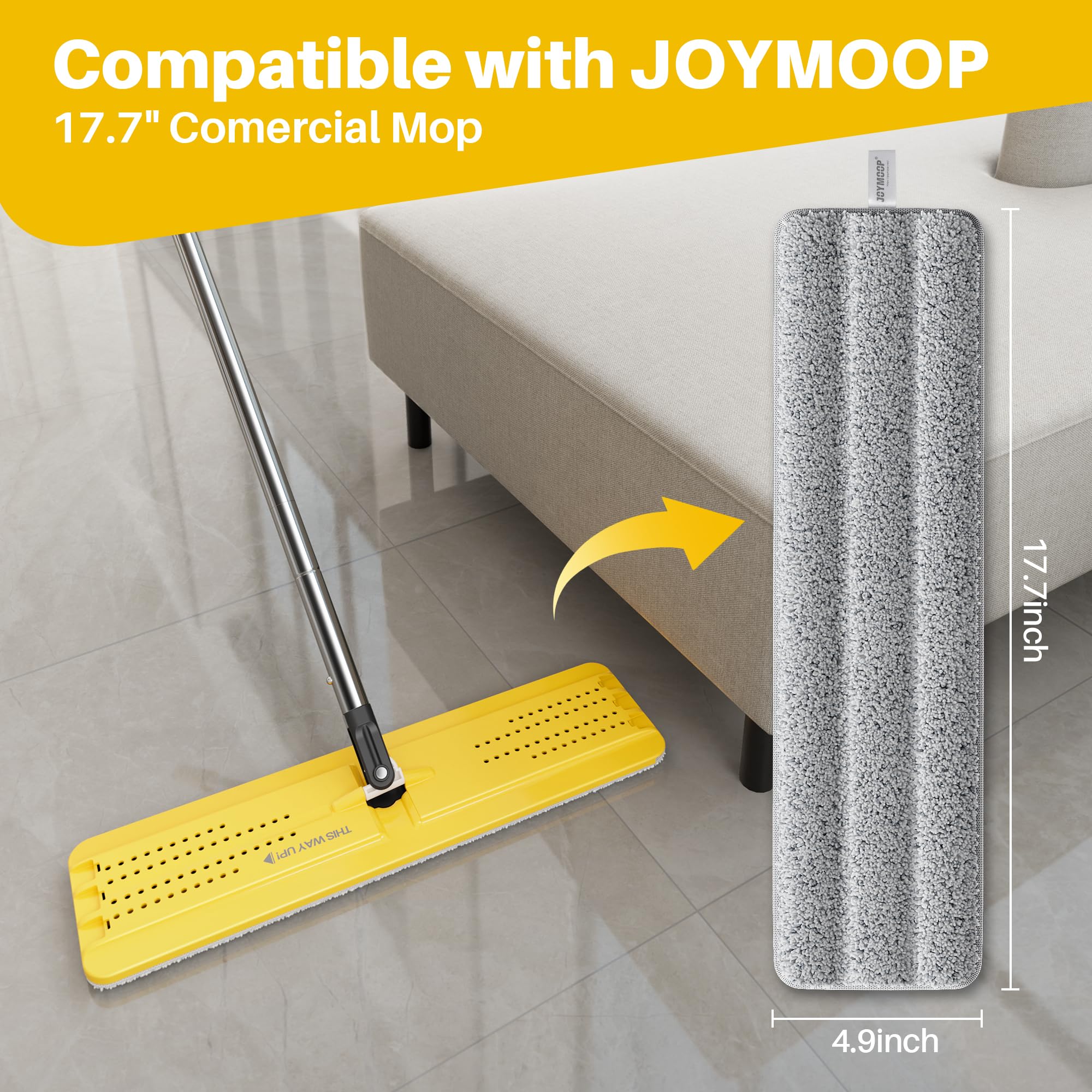 Microfiber Replacement Pads for 17.7" Flat Mop System (4 Count)