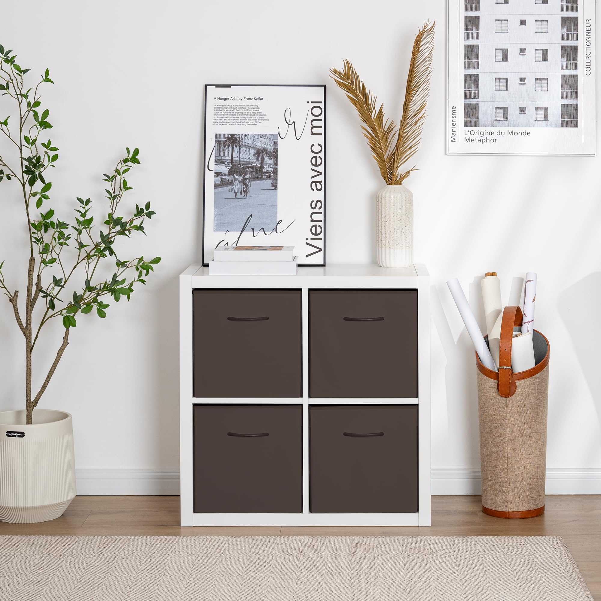 13x13 Leather Cube Storage Bins (4 Count)