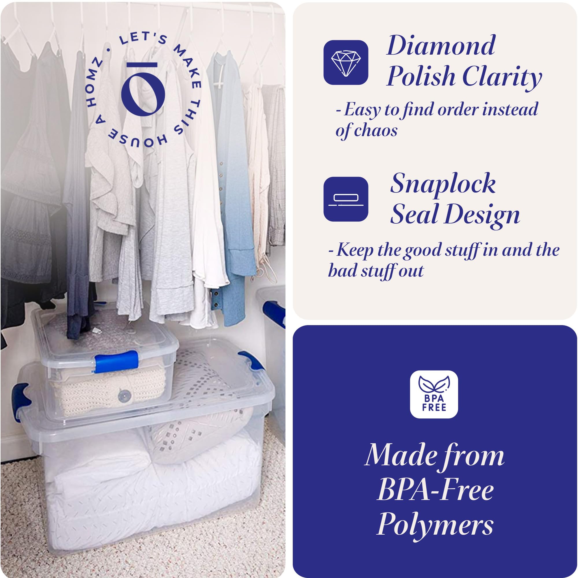 Clear Plastic Storage Bins with Latching Lids (4 Count)