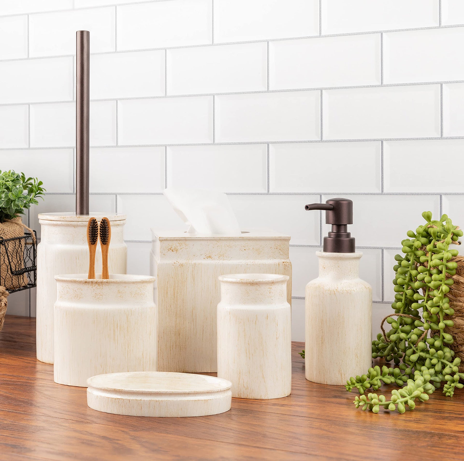 Rustic Luxe Toilet Brush and Holder Set