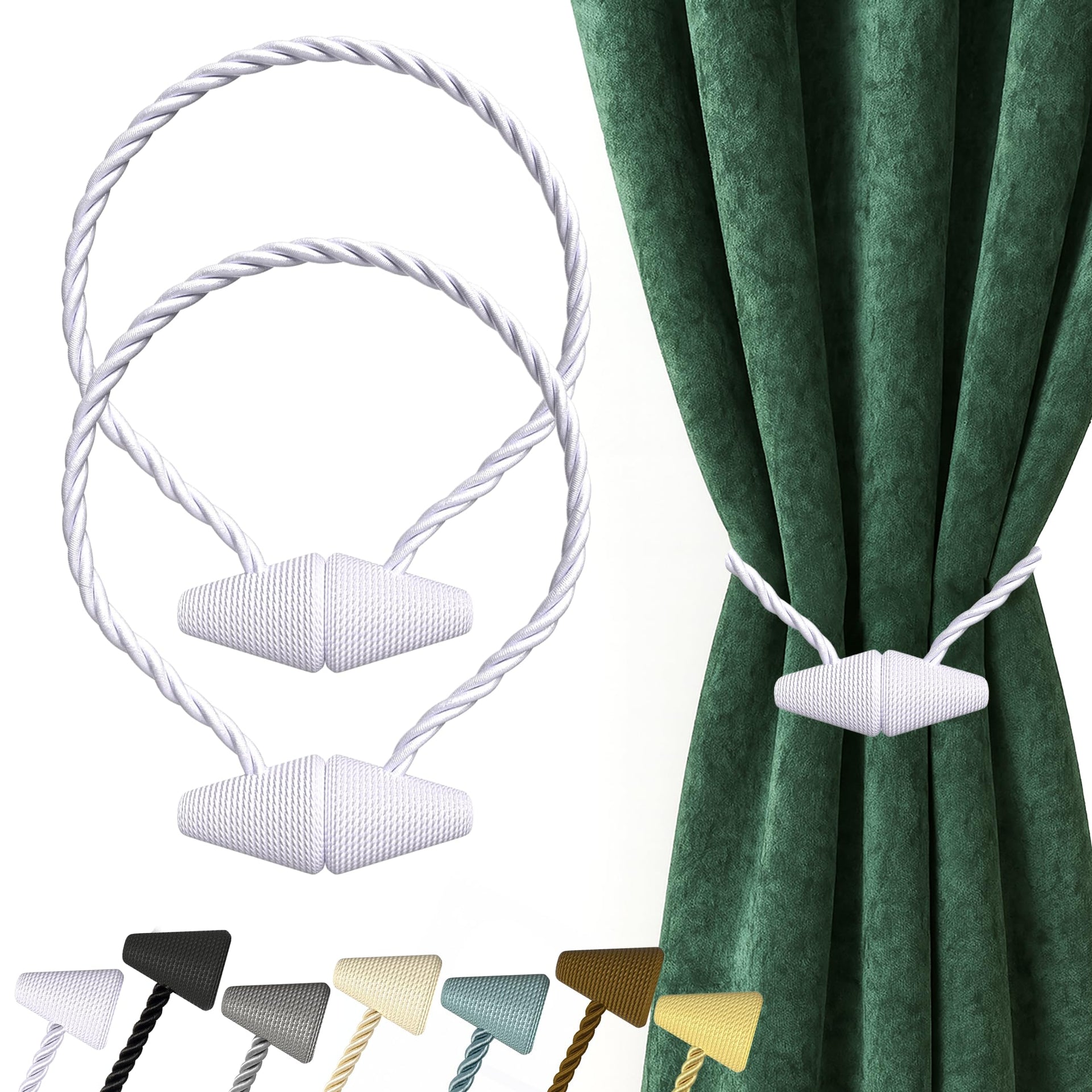 Magnetic Curtain Tiebacks White 2pcs (2 Count)