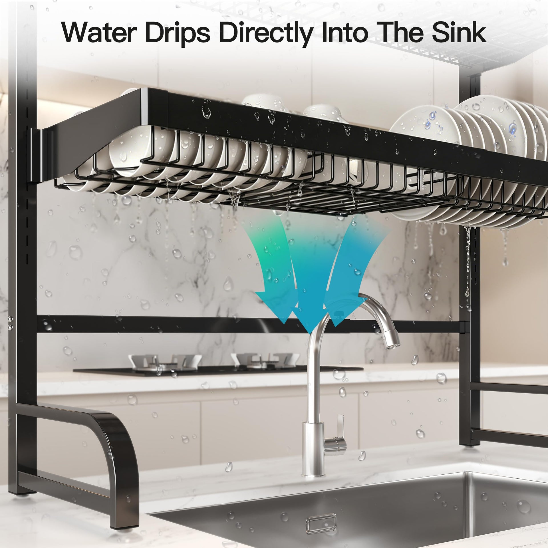 3 Tier Extra Large Stainless Steel Over The Sink Dish Drying Rack