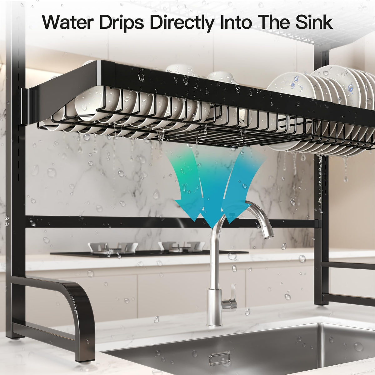 3 Tier Extra Large Stainless Steel Over The Sink Dish Drying Rack