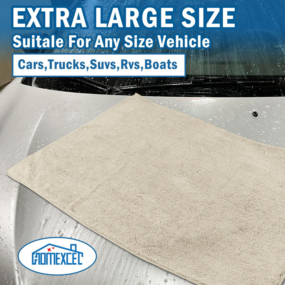 Professional Large Microfiber Car Drying Towels 2 Pack (2 Count)