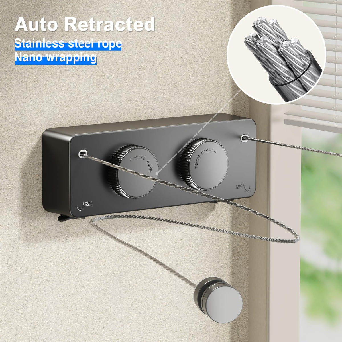 Retractable Twin Clothesline Indoor (27.6 Foot)
