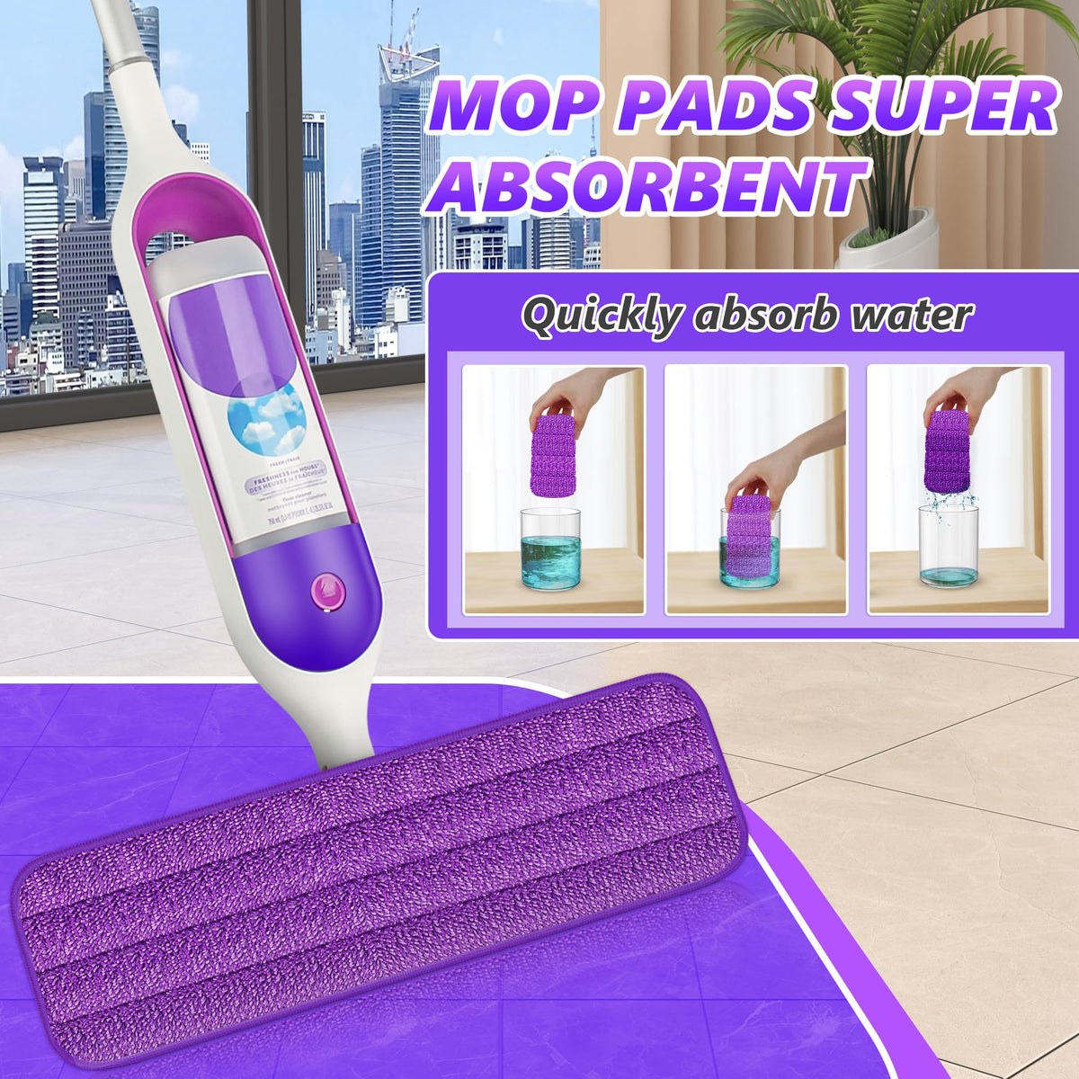 6 Pack Microfiber Mop Pads Washable for Swiffer PowerMop