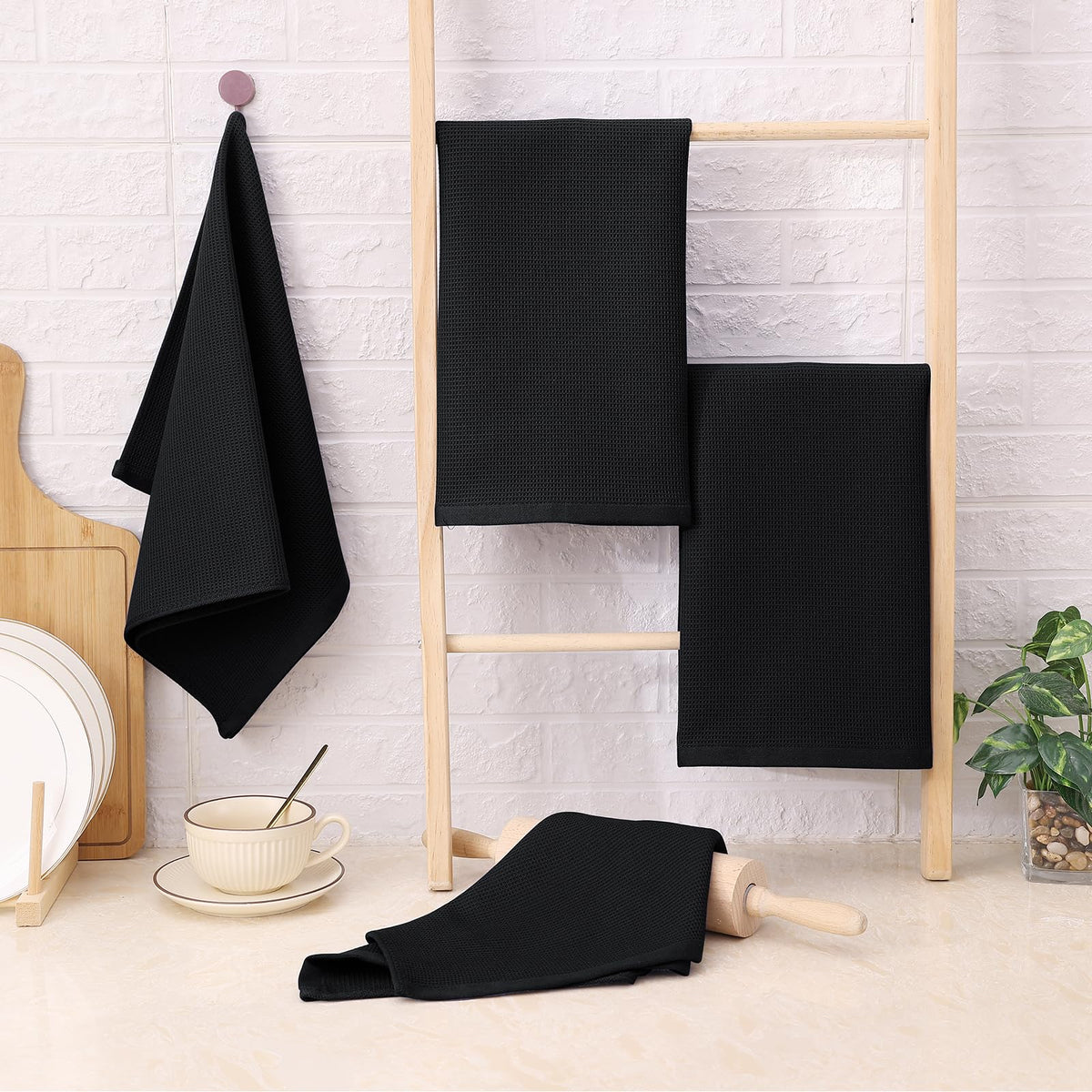 100% Cotton Waffle Weave Kitchen Towels (8 Count)