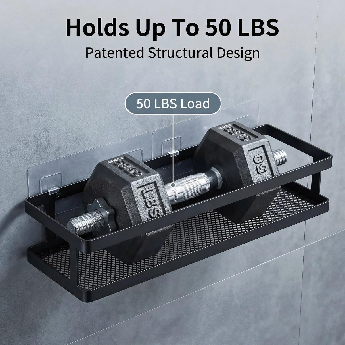 5-in-1 16.5" Extra Long Kitchen Organizer & Shower Caddy Set, Wall Mount Spice Rack with Paper Towel Holder, Utensil Holder & Soap Dish, Rustproof Mesh - Matte Black, Guardrail