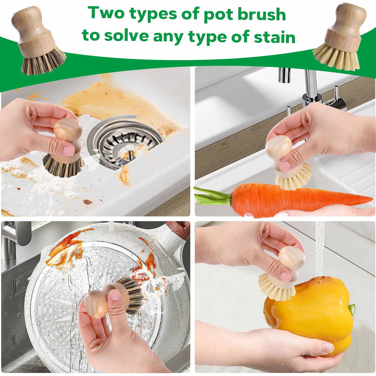 Bamboo Dish Brush Set (5 Count)