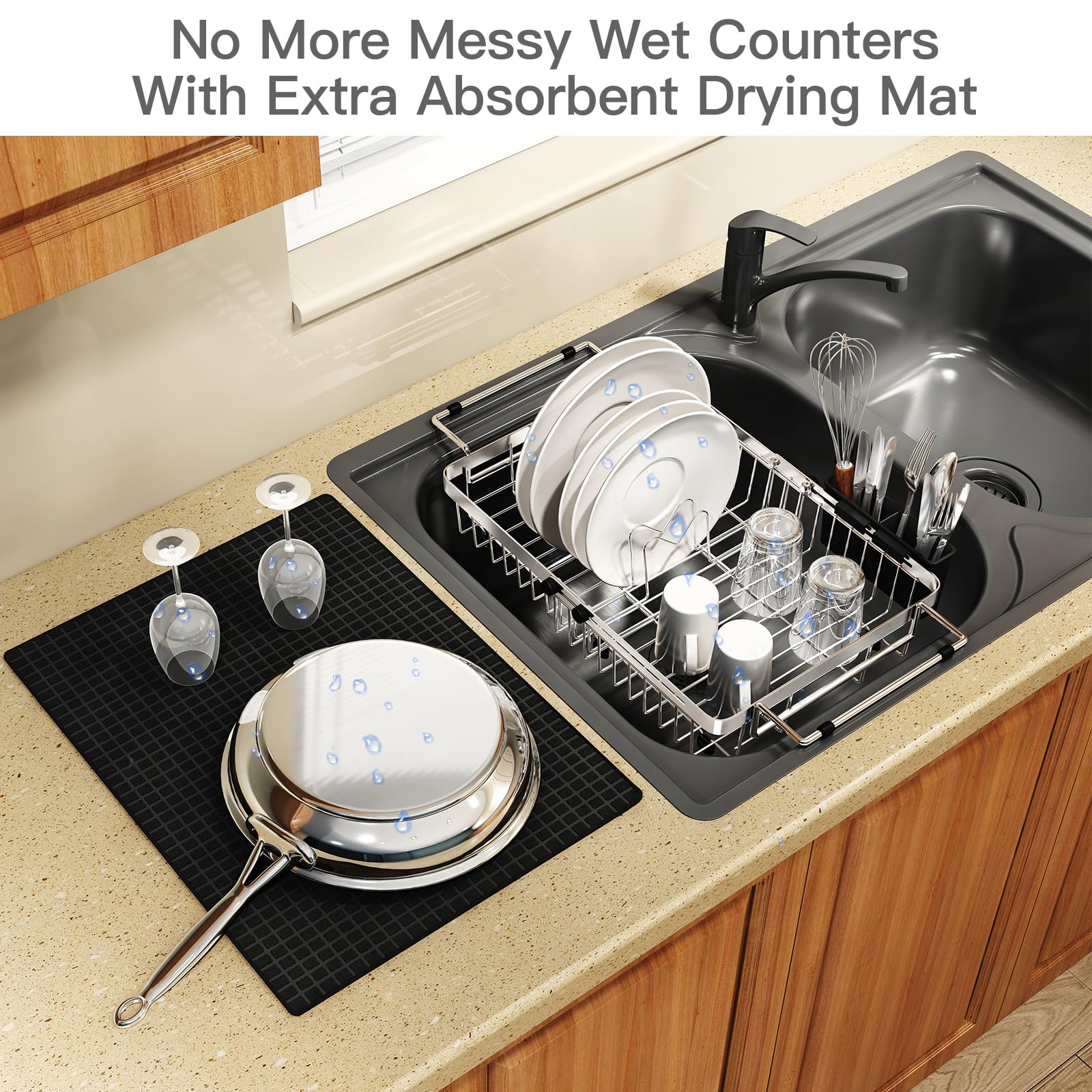 Dish Drying Rack Over The Sink with Utensil Holder