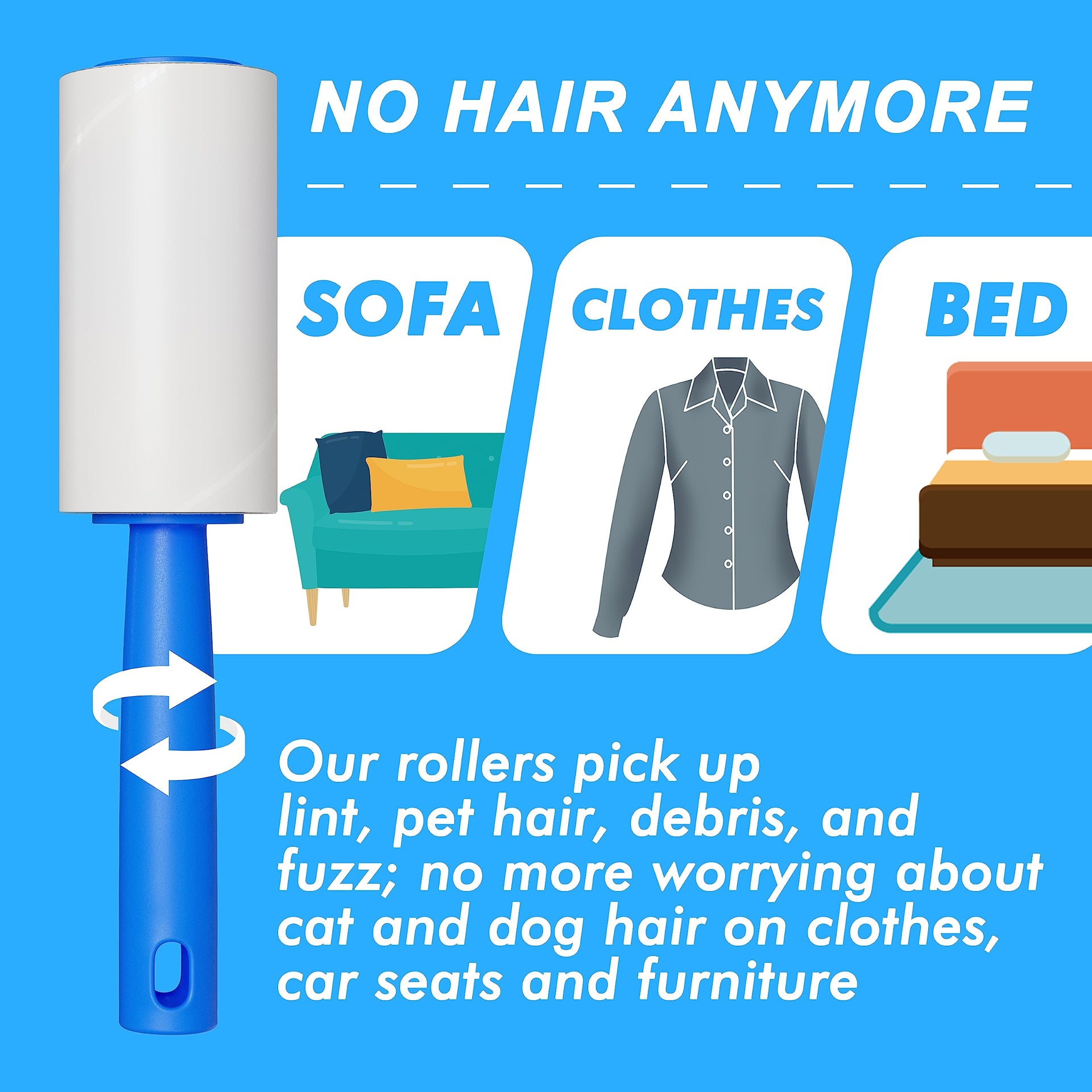 Lint Rollers for Pet Hair Extra Sticky (888 Count)
