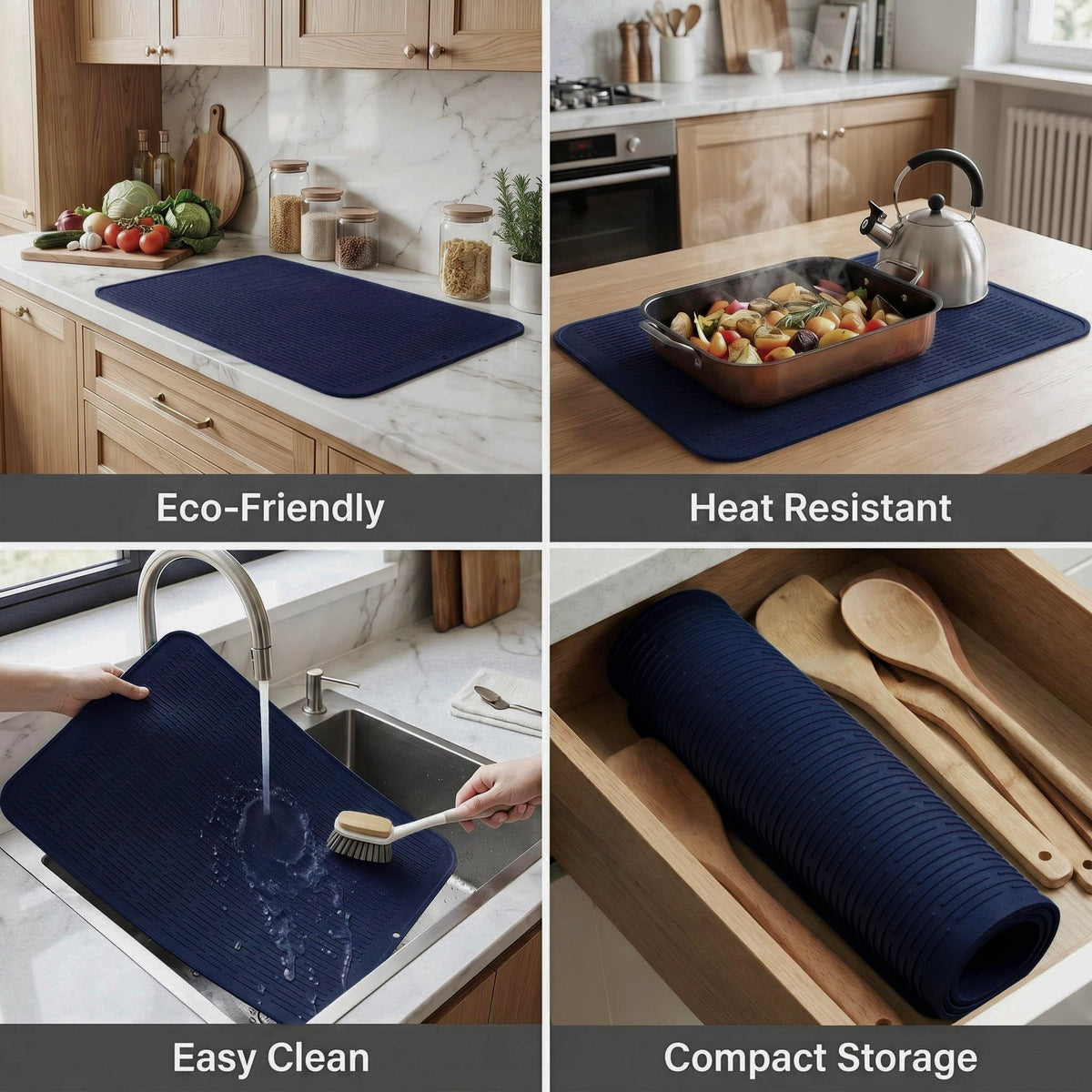 Silicone Dish Drying Mat for Multiple Usage