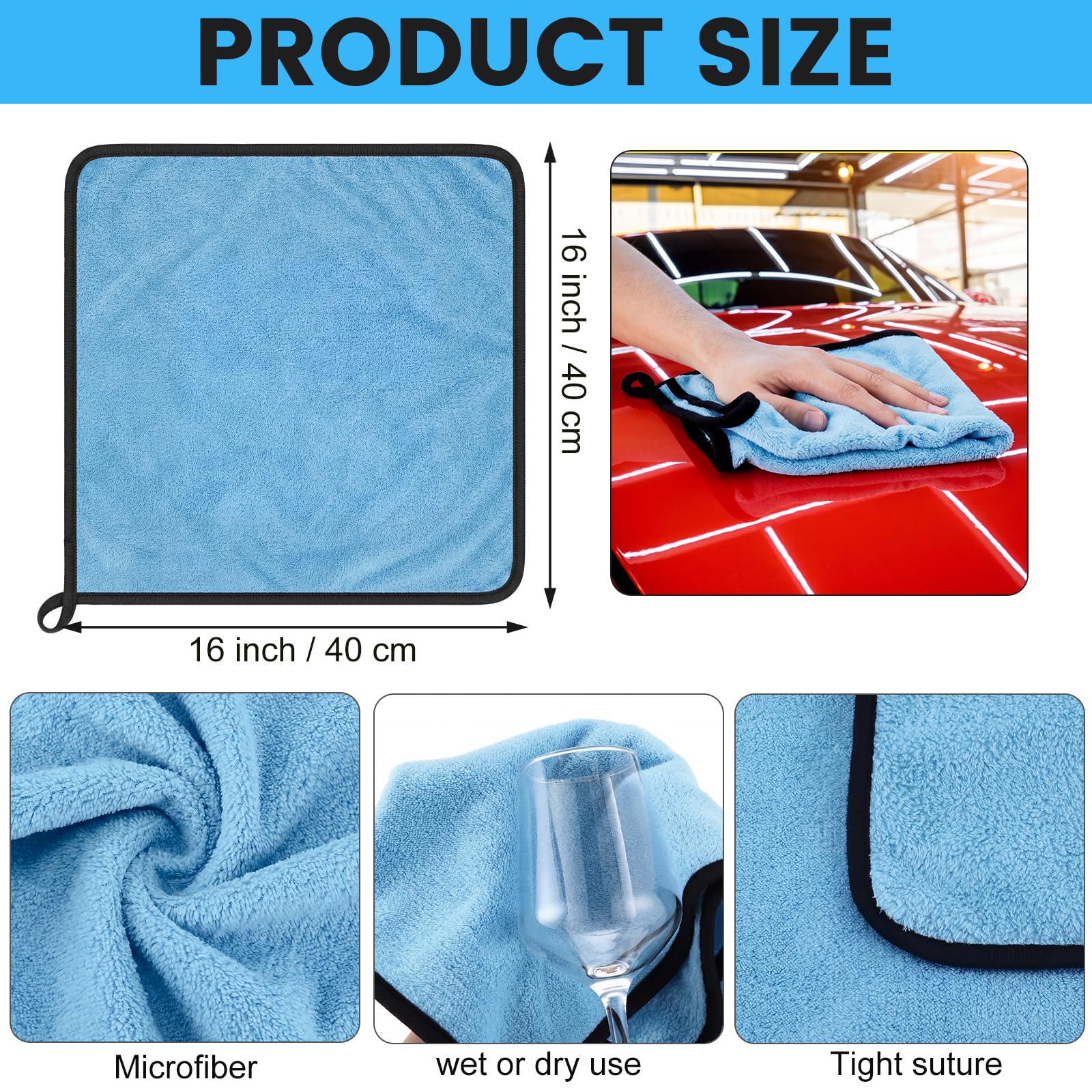 60 Pcs Light Blue Microfiber Towels (60 Count)
