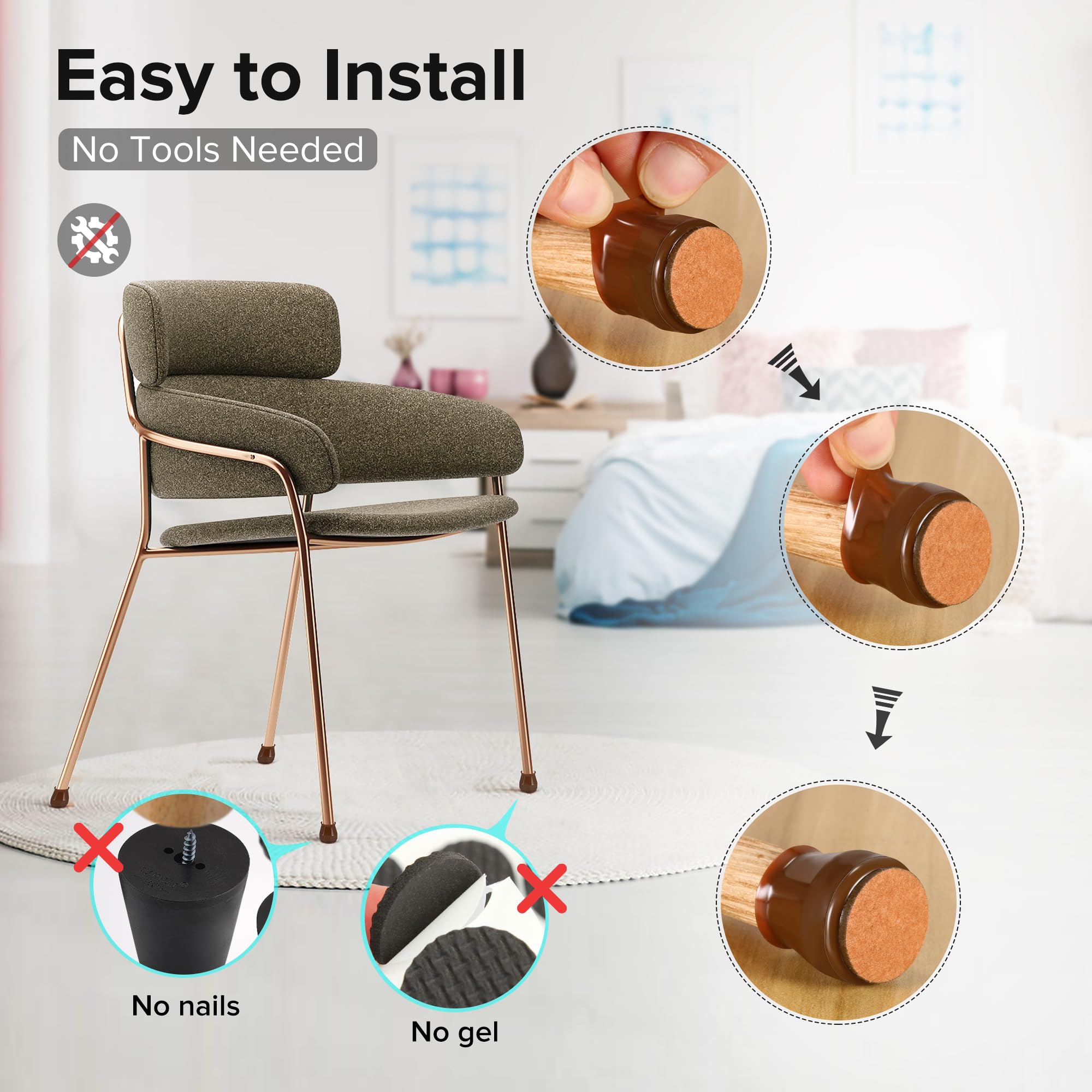 24PCS Upgraded Silicone Chair Leg Floor Protectors for Hardwood Floors (24 Count)