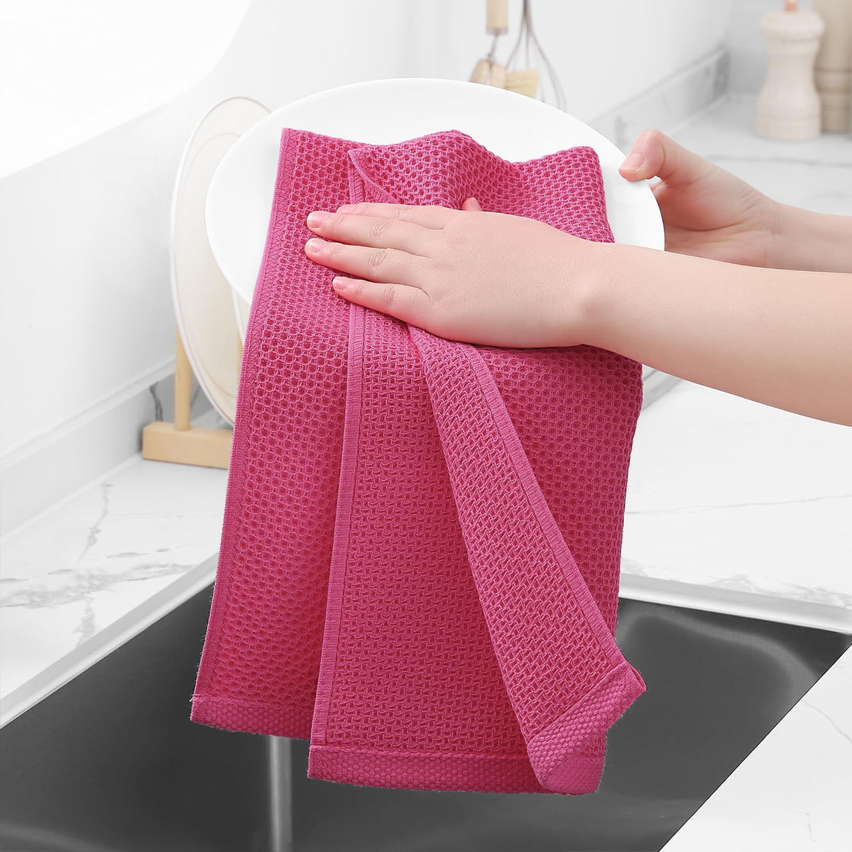 100% Cotton Waffle Weave Kitchen Dish Towels 8 (8 Count)