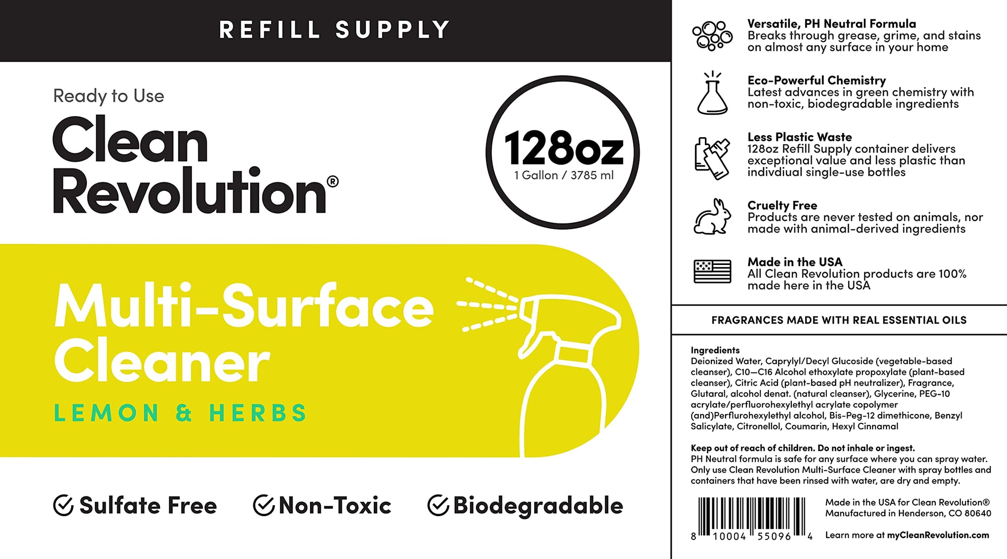 Multi Surface Cleaner Refill Supply (128 Fl Oz)