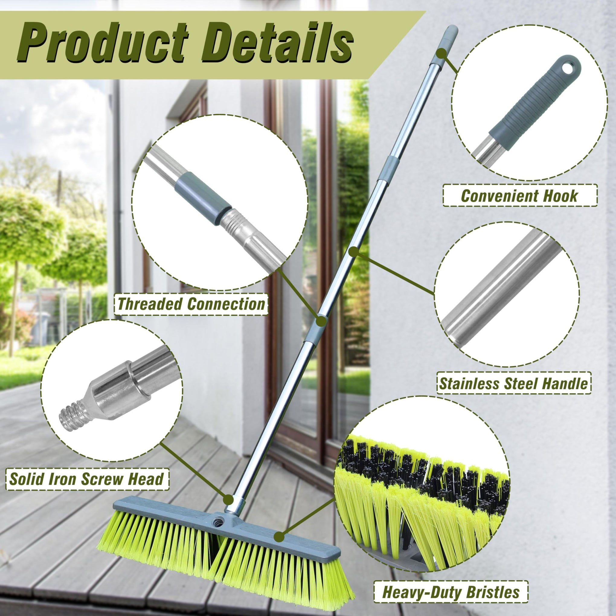 18" Push Broom with 47" Long Handle