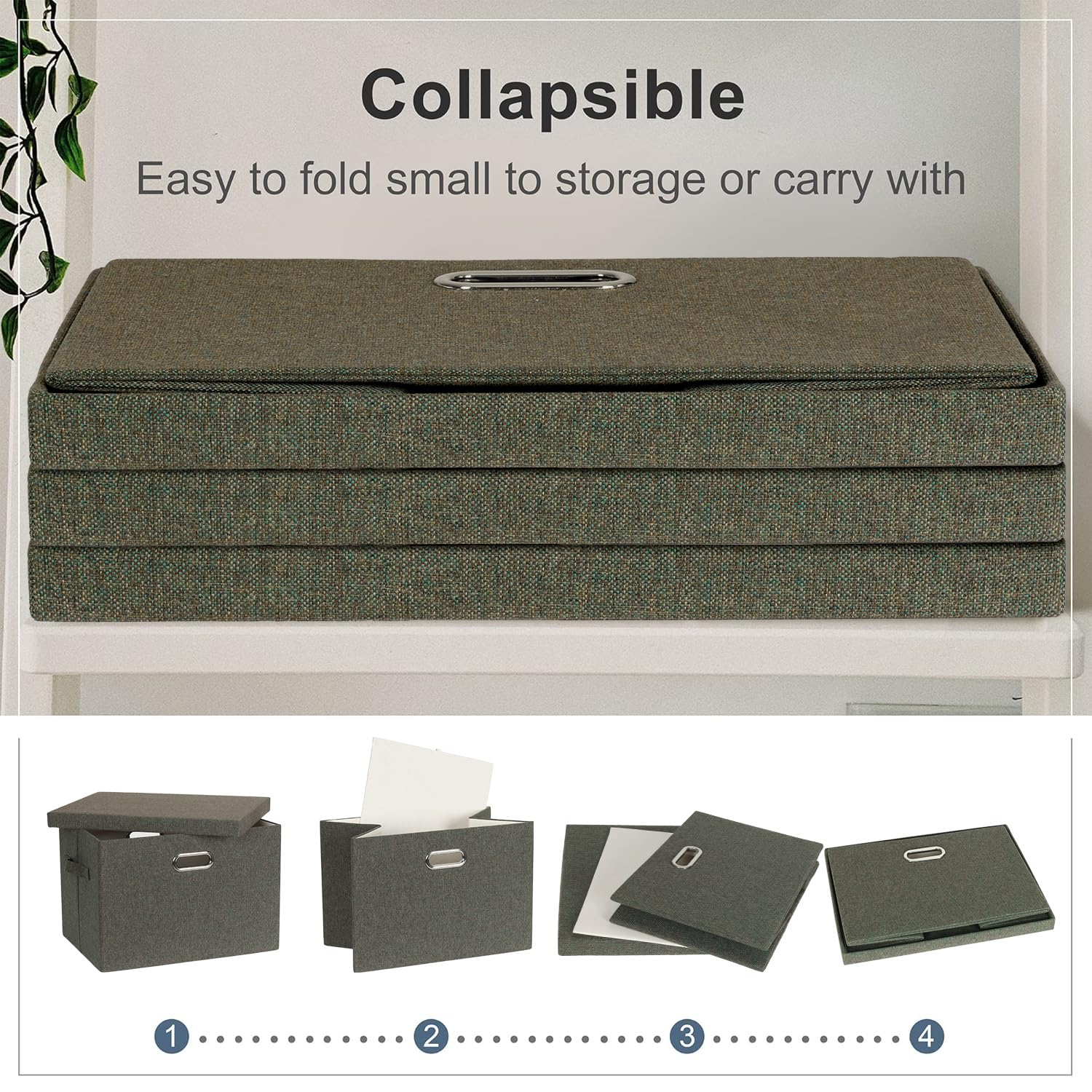 Storage Bins with Lids Fabric Closet Organizers Cubes Office Organization (3 Count)