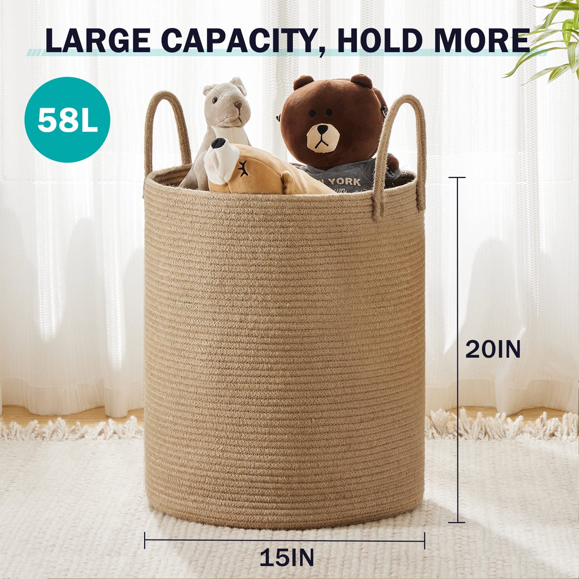 Jute Rope Laundry Hamper Basket - ModHome Supplies