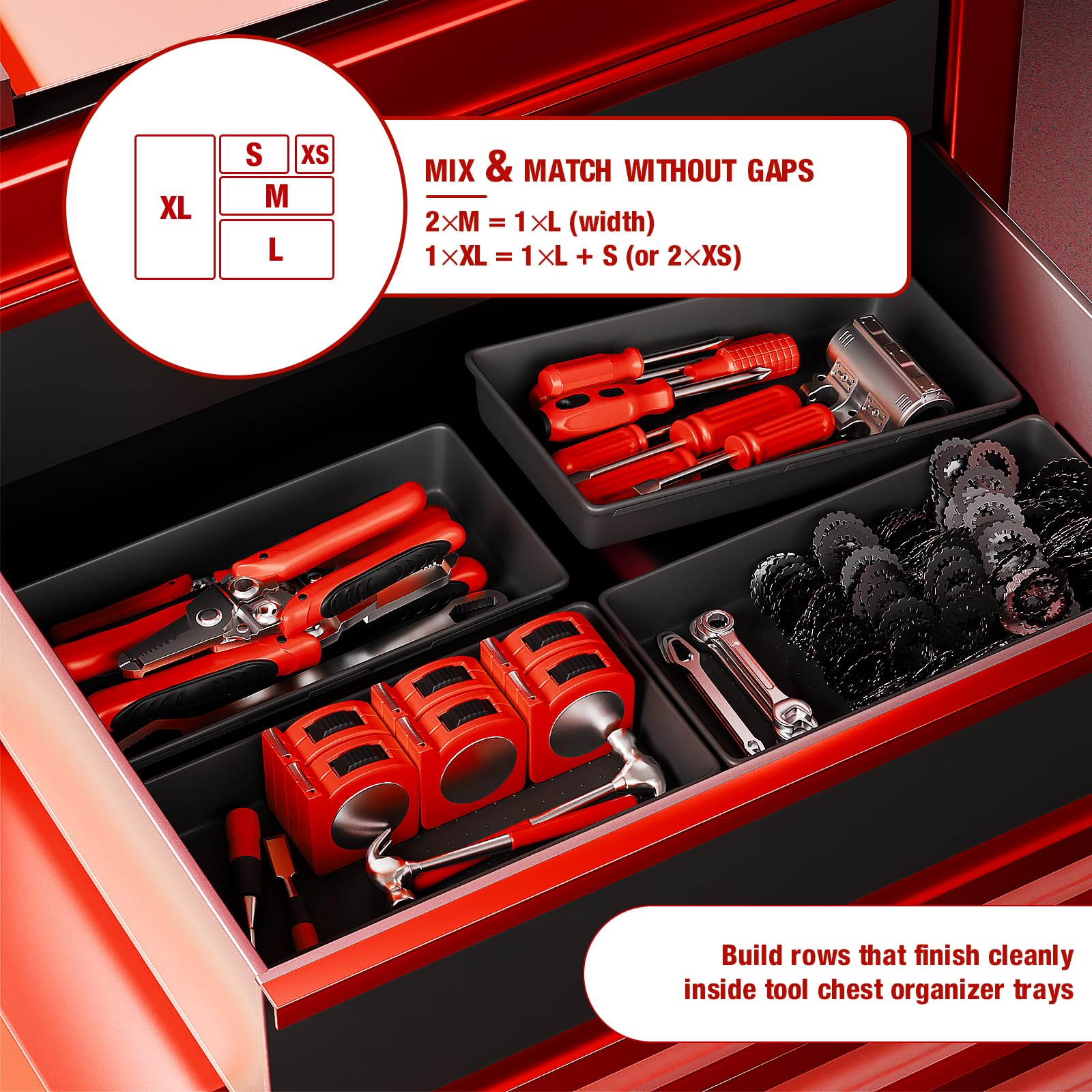 48PCS & 5 Sizes】 Tool Box Organizer Tray (48 Count)