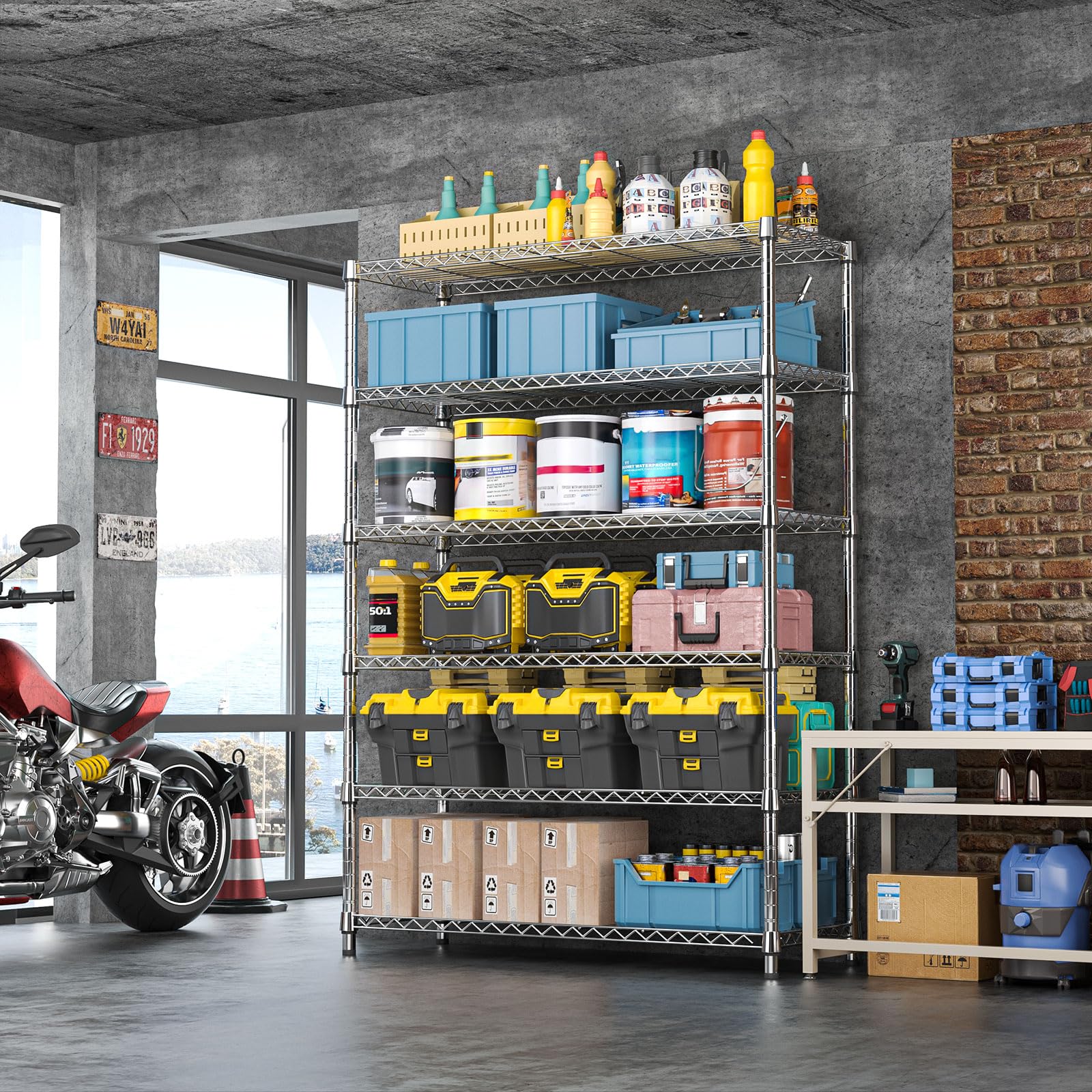 6 Tier Heavy Duty Metal Wire Shelving Unit