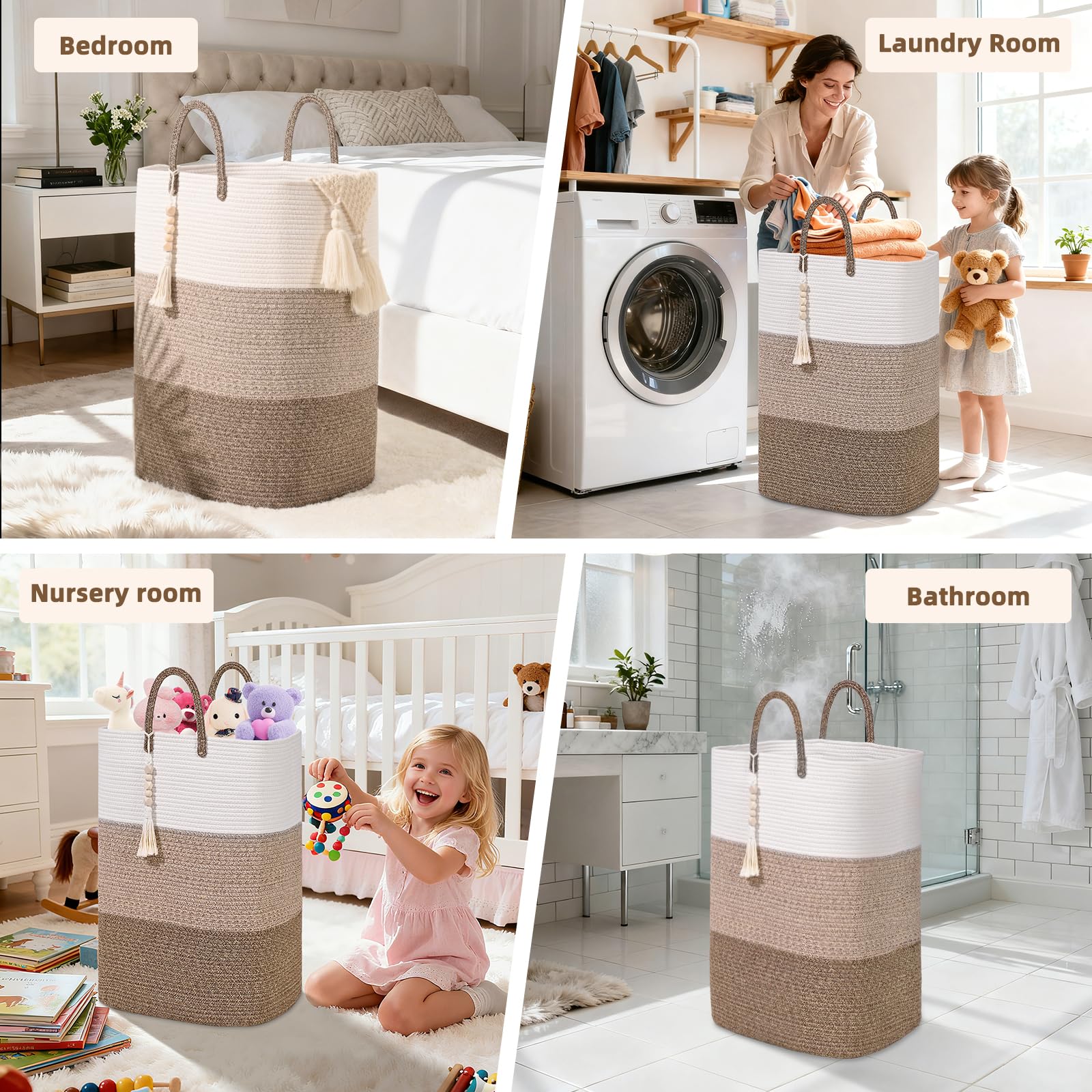 Woven Laundry Basket for Clothes (33.814 Fl Oz)