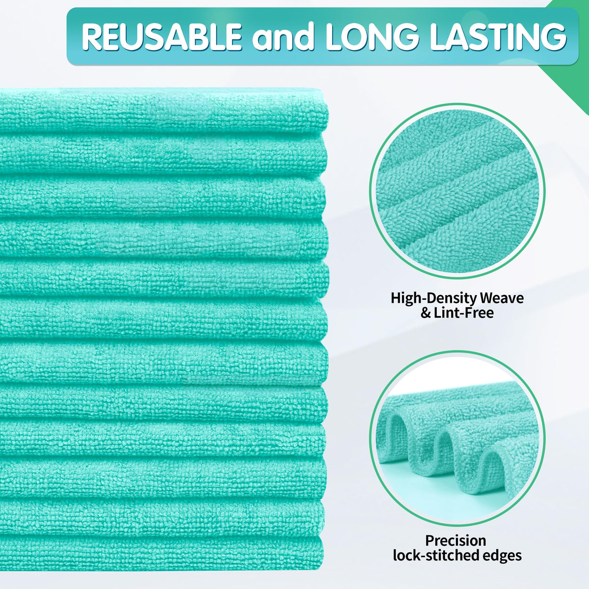 Turquoise Microfiber Cleaning Cloth (12 Count)