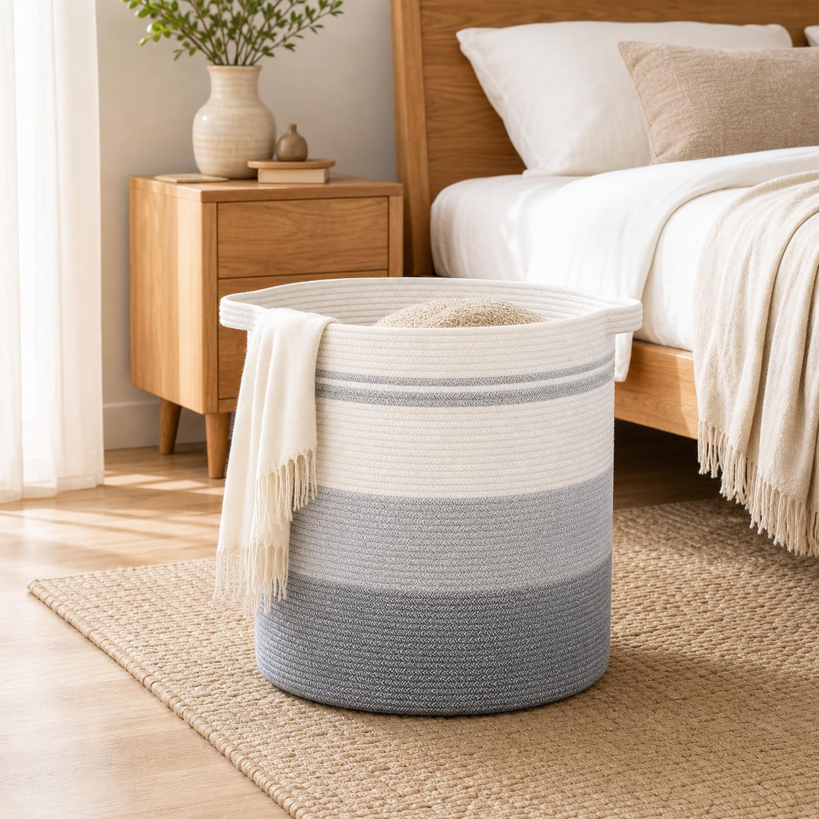 60L Laundry Basket Laundry Hamper Nursery Hamper Gradient Gray