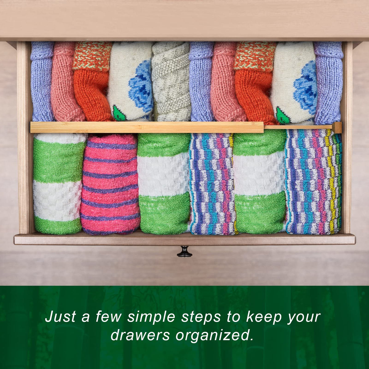 4 Pack Bamboo Drawer Dividers Organizer with Inserts 2.6'' High (4 Count)
