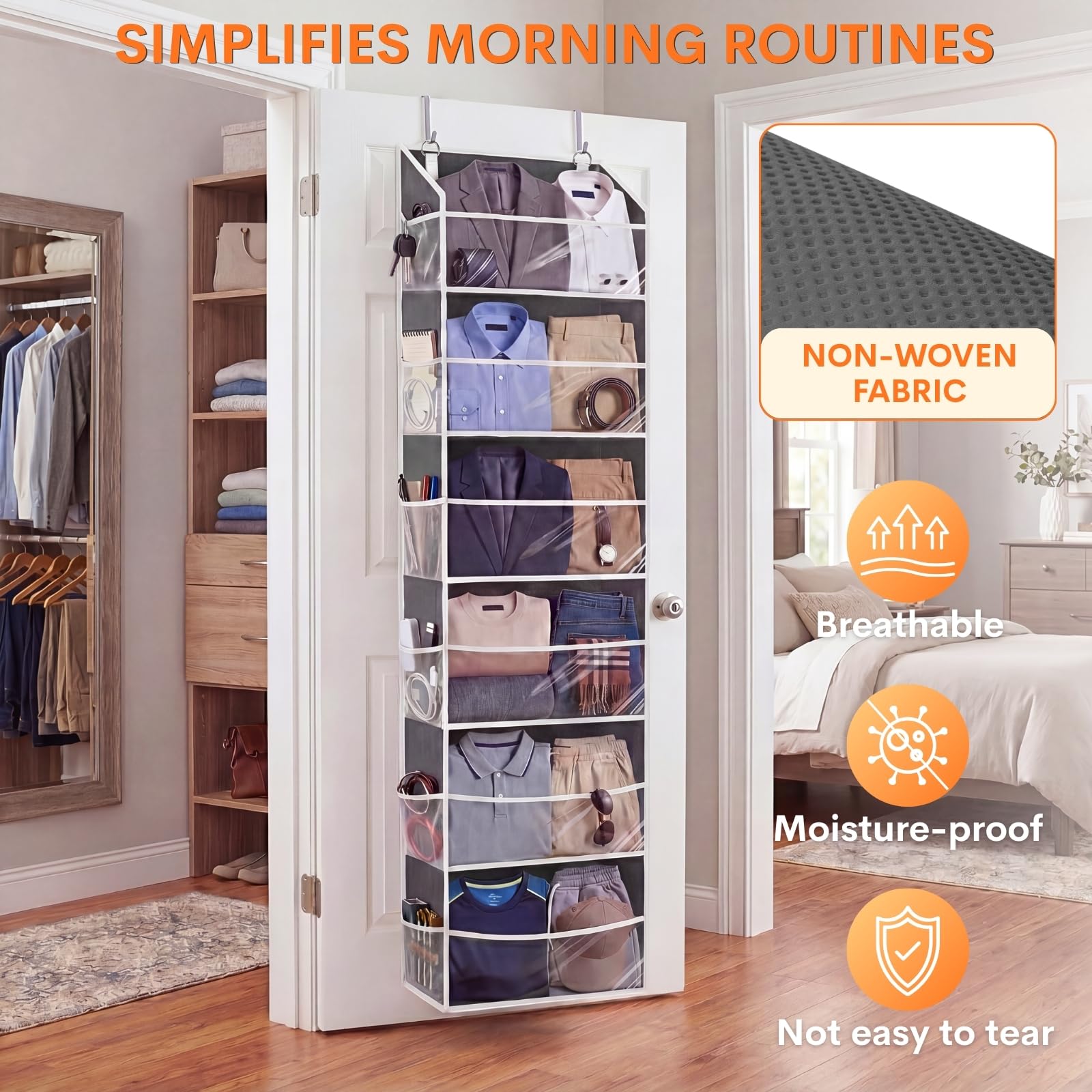 2 Pack Over Door Organizer with 6 Large Pockets