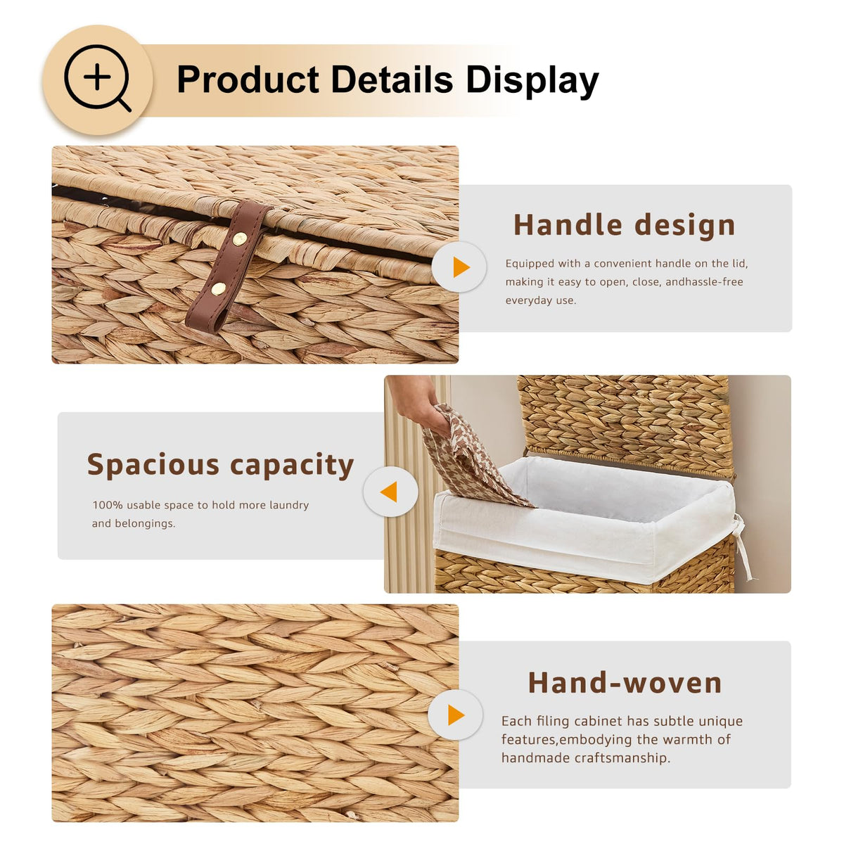 Handwoven Laundry Hamper with Wheels (3212.3322 Fl Oz)