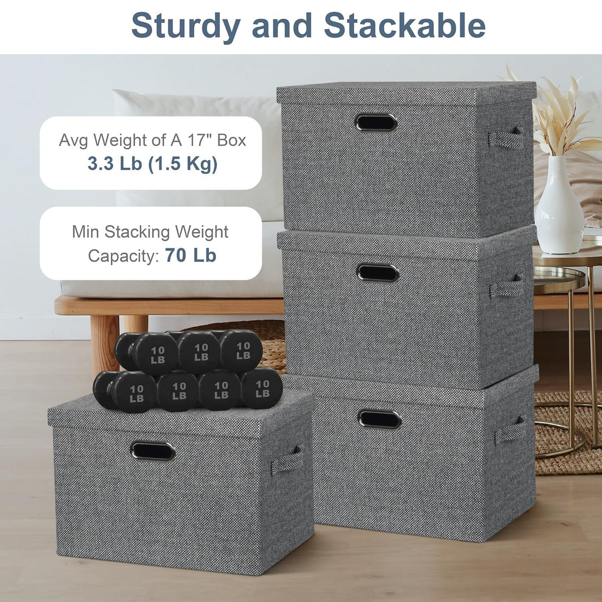 Storage Bins with Lids Fabric Closet Organizers Cubes Office Organization (3 Count)