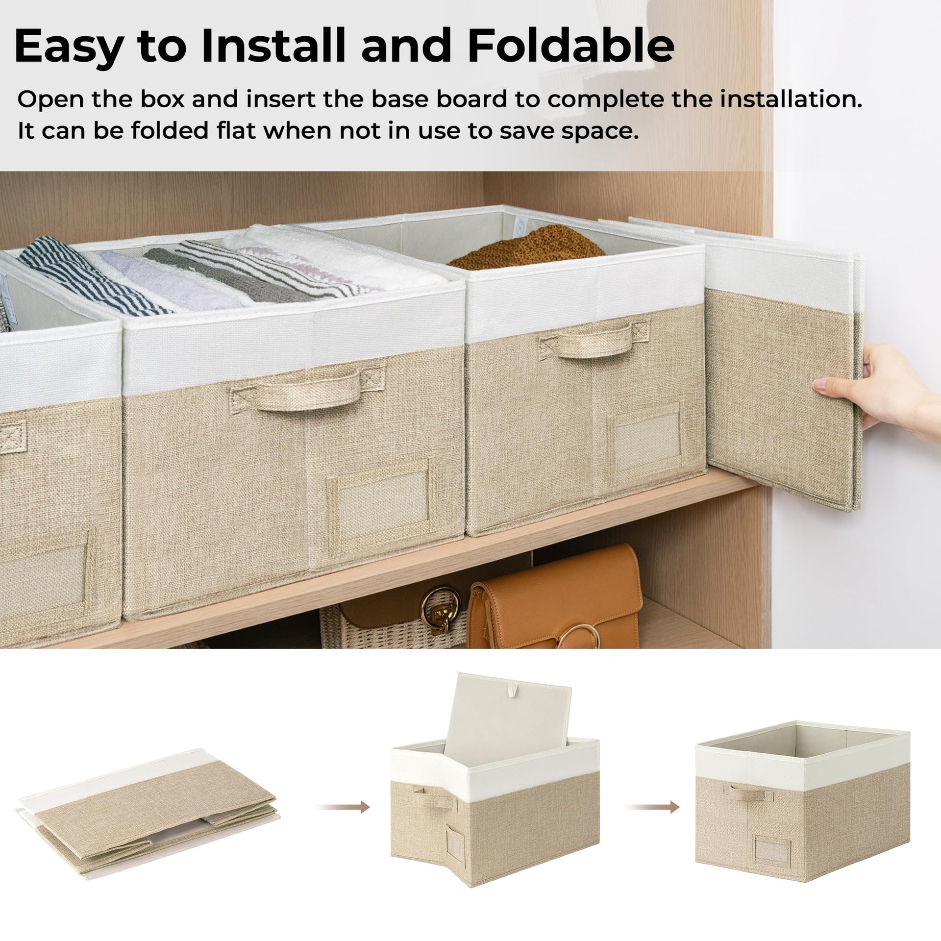 Closet Storage Bins with Label (3 Count)